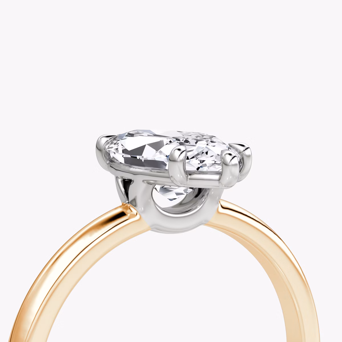 The Signature | Marquise | 14k | Rose Gold and Platinum | bandAccent: Plain | bandWidth: large | hiddenHalo: no | diamondOrientation: vertical | caratWeight: other