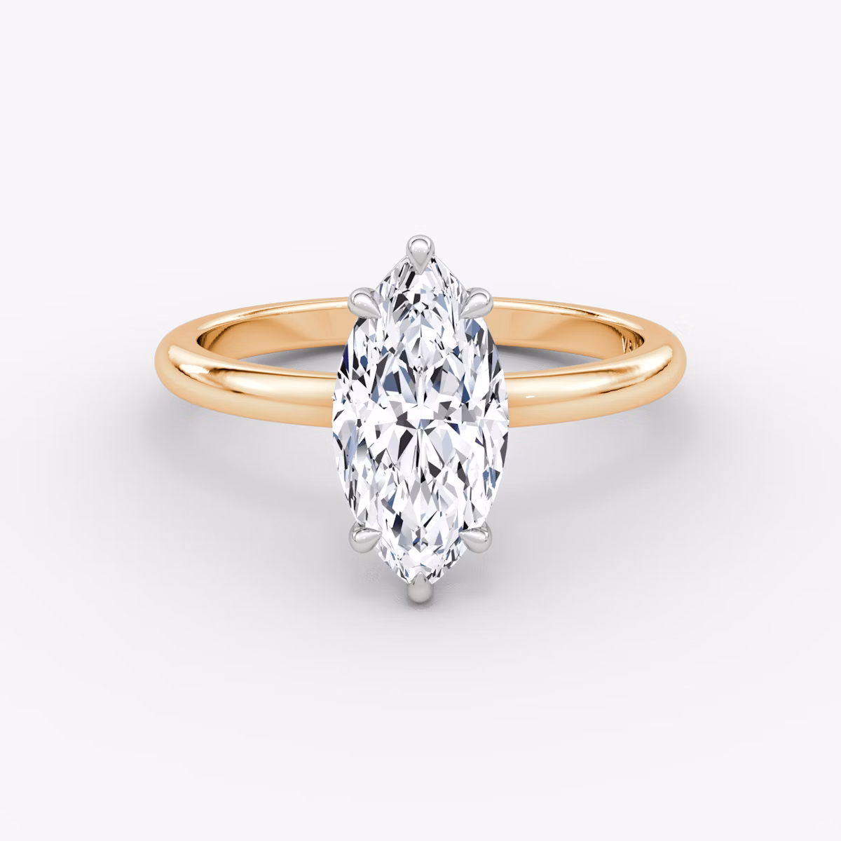 The Signature | Marquise | 14k | Rose Gold and Platinum | bandAccent: Plain | bandWidth: large | hiddenHalo: no | diamondOrientation: vertical | caratWeight: other