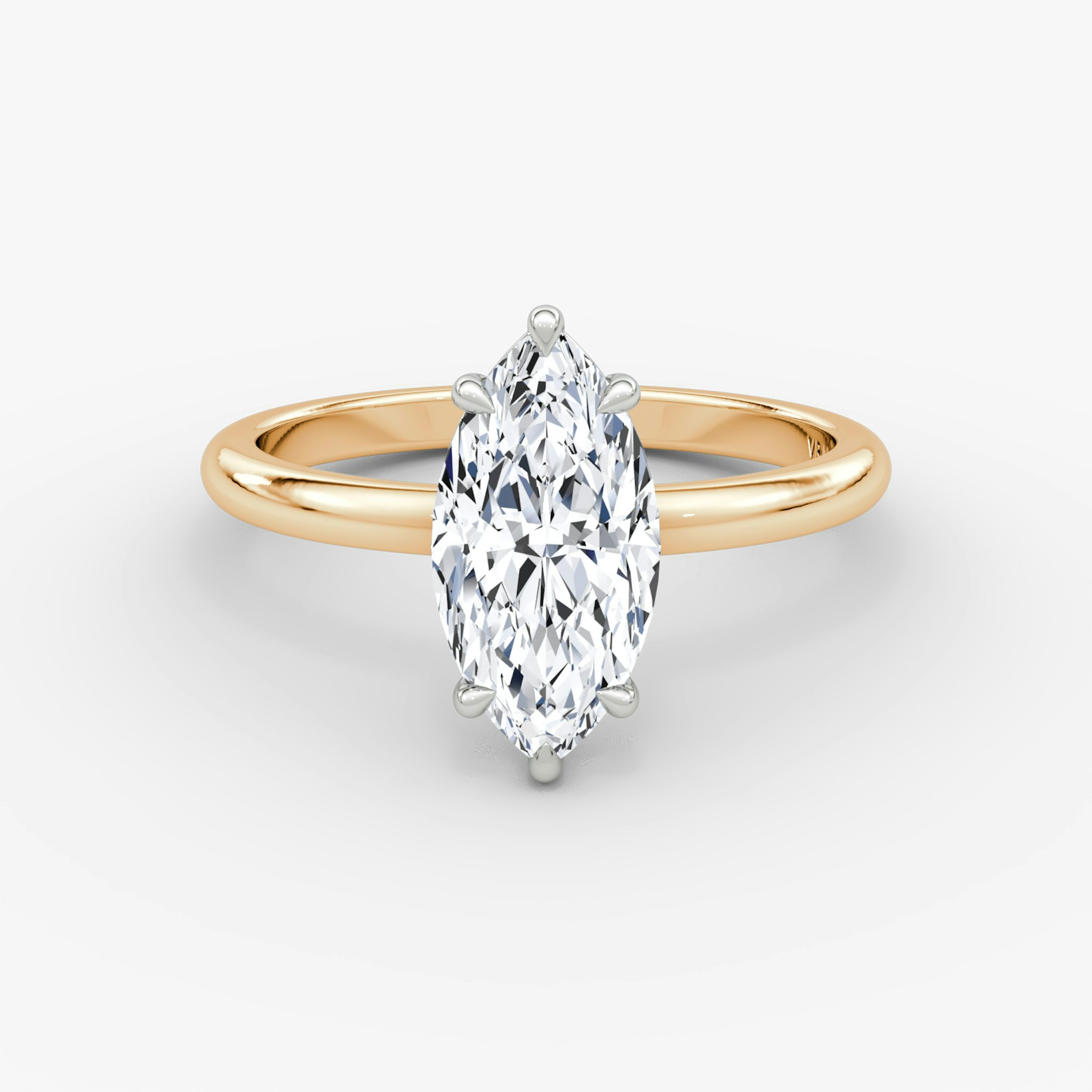 The Signature | Marquise | 14k | Rose Gold and Platinum | bandAccent: Plain | bandWidth: large | hiddenHalo: no | diamondOrientation: vertical | caratWeight: other