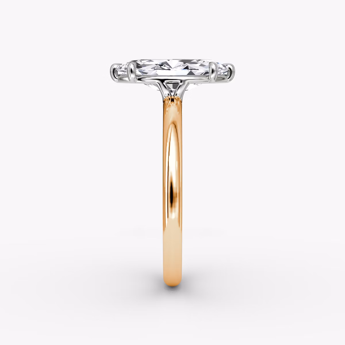 The Signature | Marquise | 14k | Rose Gold and Platinum | bandAccent: Plain | bandWidth: large | hiddenHalo: no | diamondOrientation: vertical | caratWeight: other