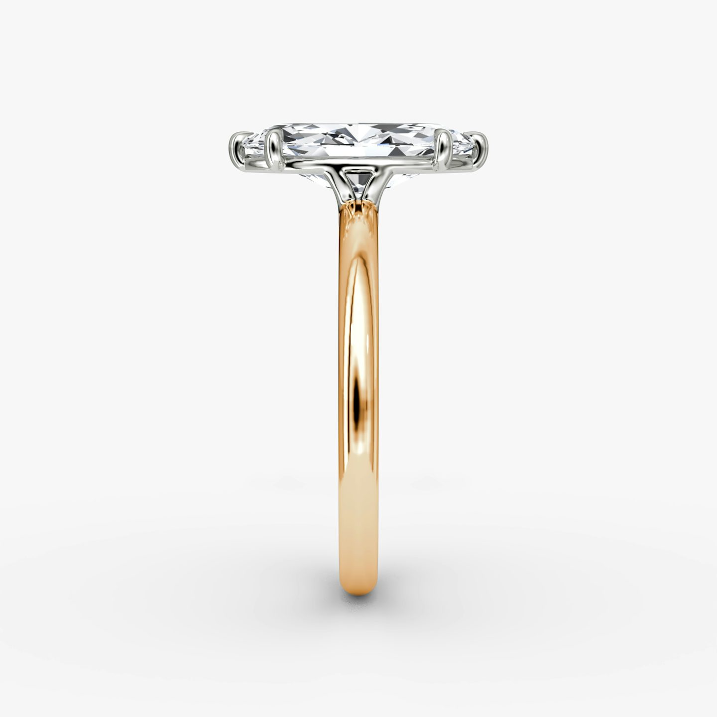 The Signature | Marquise | 14k | Rose Gold and Platinum | bandAccent: Plain | bandWidth: large | hiddenHalo: no | diamondOrientation: vertical | caratWeight: other