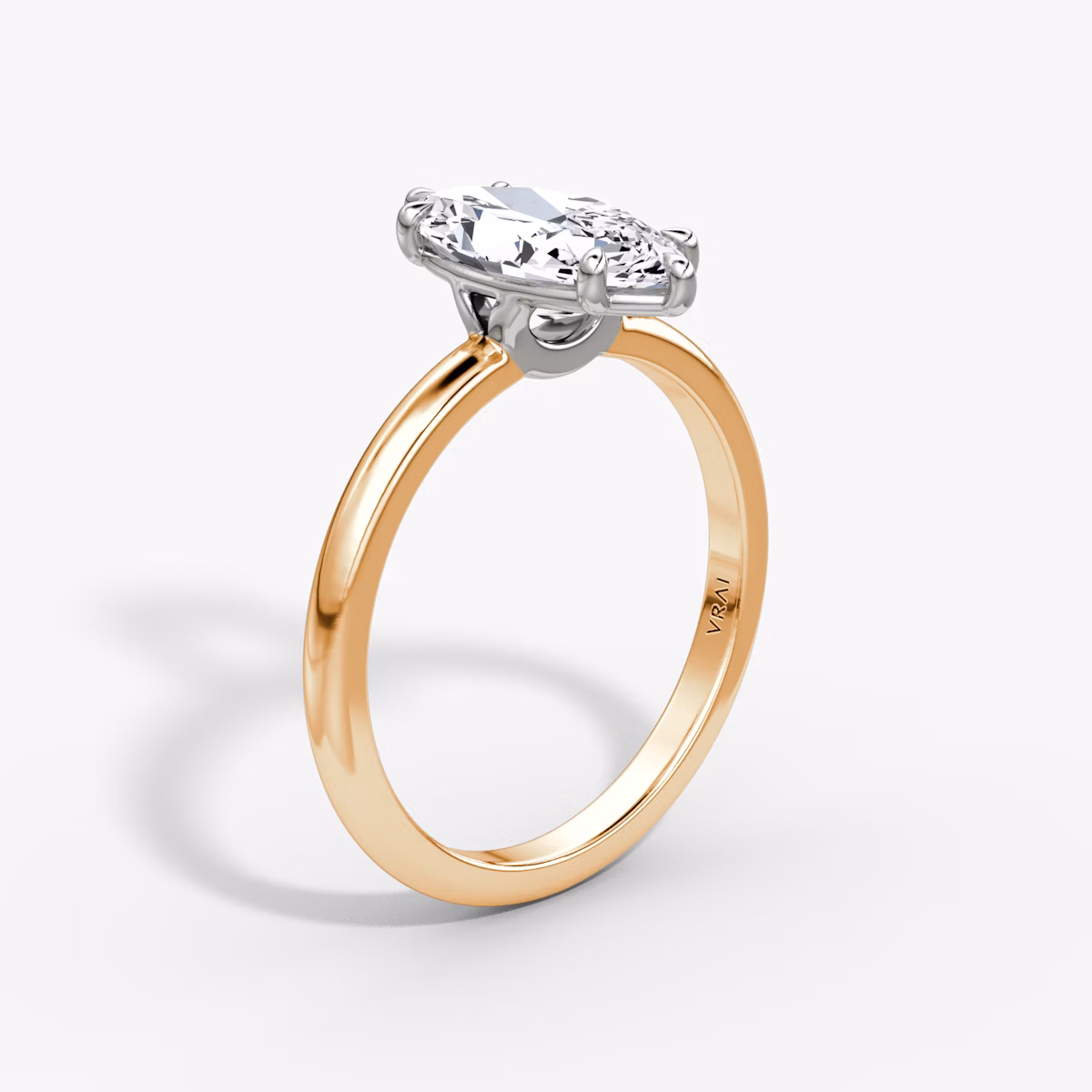The Signature | Marquise | 14k | Rose Gold and Platinum | bandAccent: Plain | bandWidth: large | hiddenHalo: no | diamondOrientation: vertical | caratWeight: other