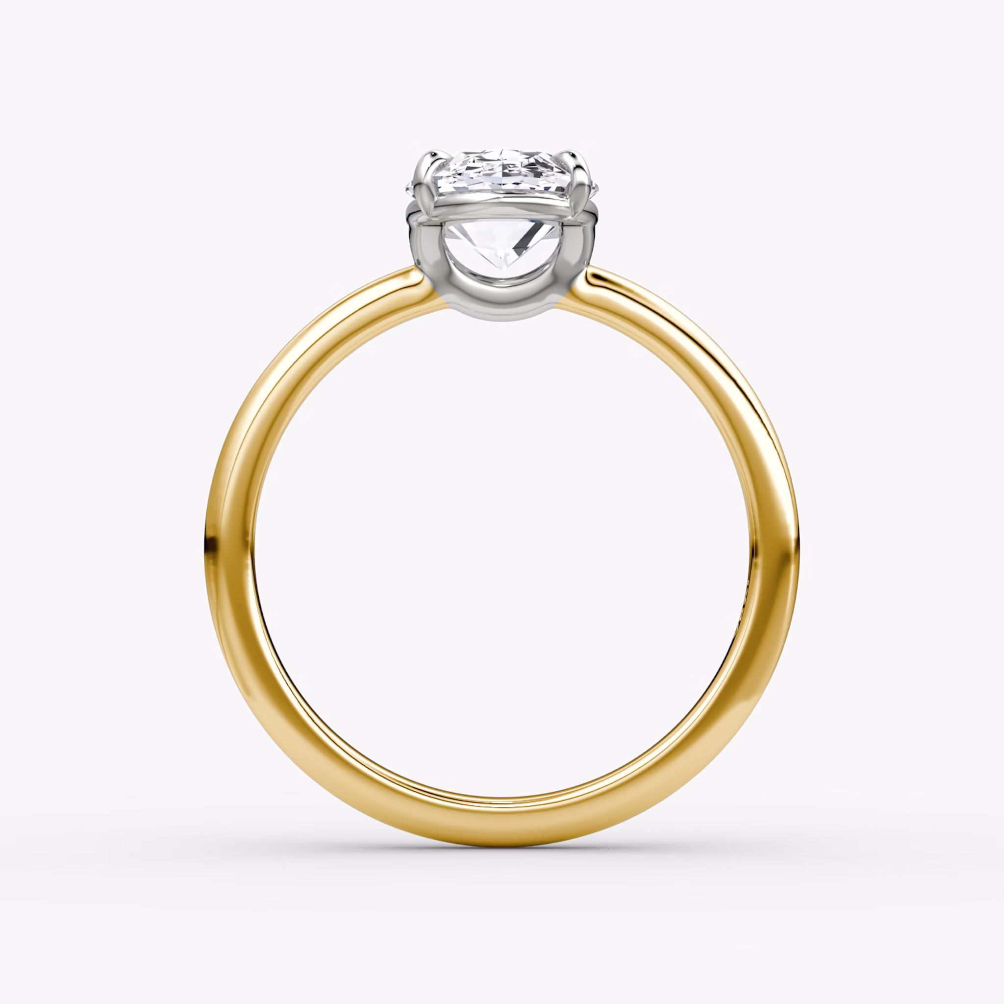 The Signature | Oval | 18k | Yellow Gold and Platinum | bandAccent: Plain | bandWidth: large | hiddenHalo: no | diamondOrientation: vertical | caratWeight: other