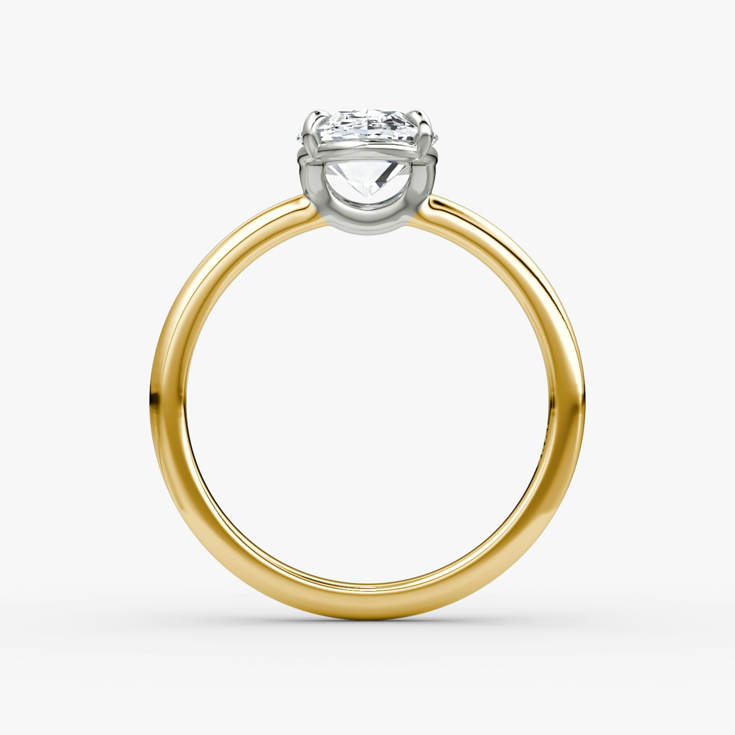The Signature | Oval | 18k | Yellow Gold and Platinum | bandAccent: Plain | bandWidth: large | hiddenHalo: no | diamondOrientation: vertical | caratWeight: other