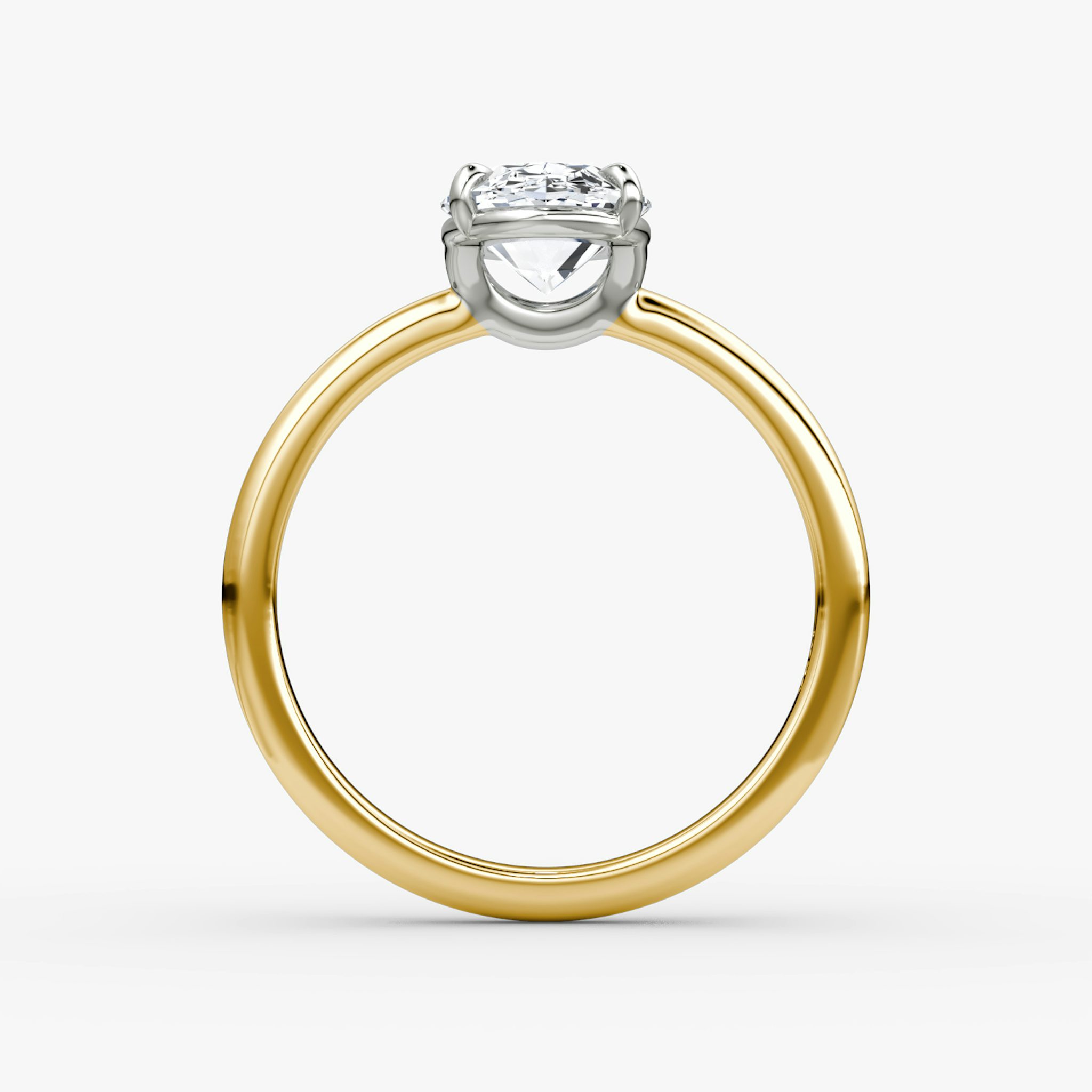 The Signature | Oval | 18k | Yellow Gold and Platinum | bandAccent: Plain | bandWidth: large | hiddenHalo: no | diamondOrientation: vertical | caratWeight: other