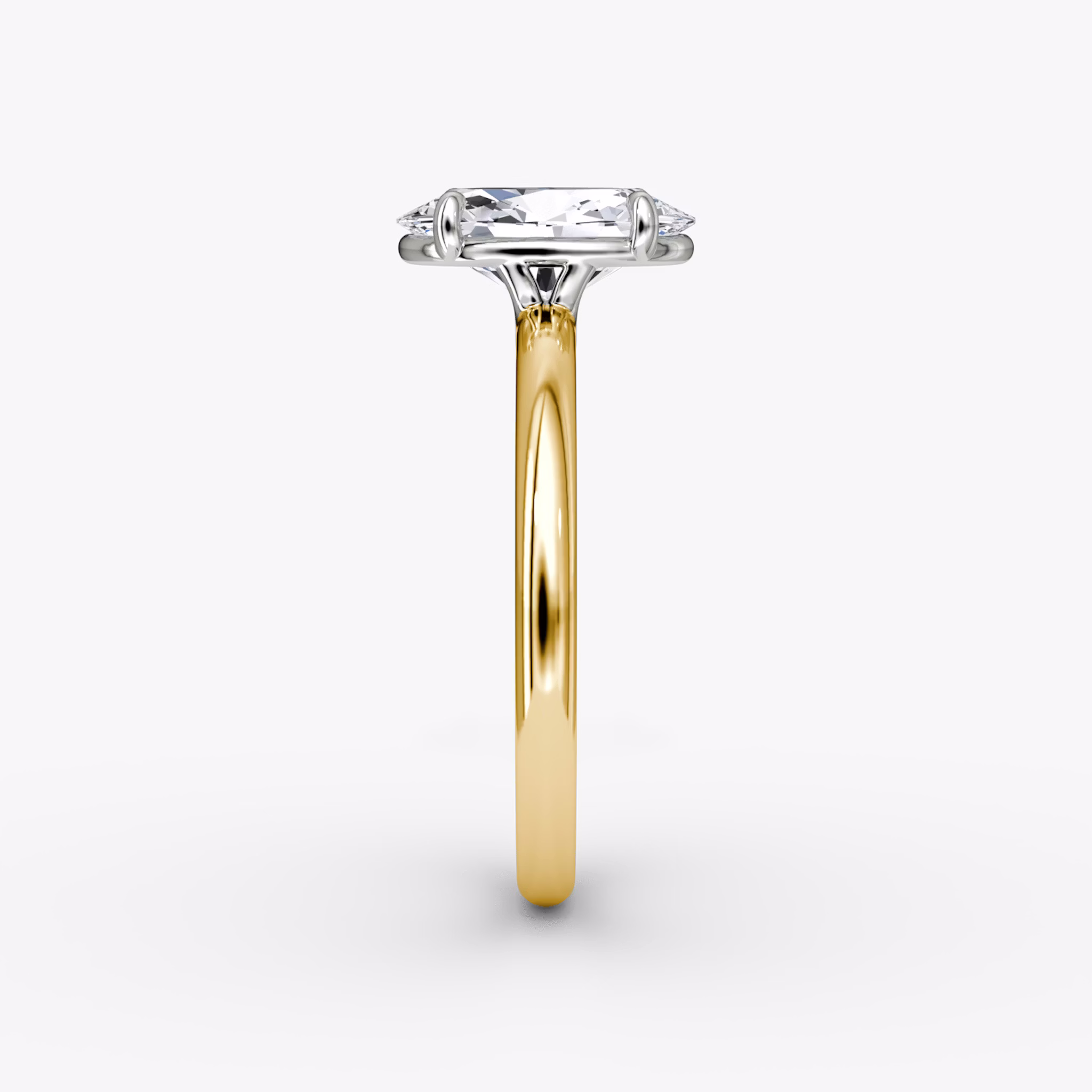 The Signature | Oval | 18k | Yellow Gold and Platinum | bandAccent: Plain | bandWidth: large | hiddenHalo: no | diamondOrientation: vertical | caratWeight: other