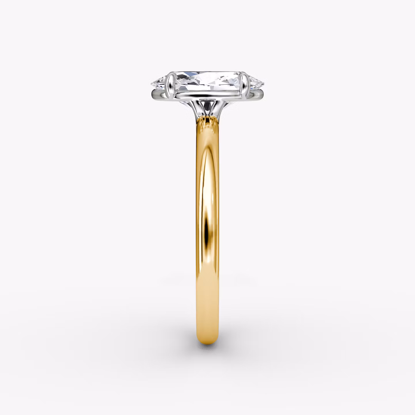 The Signature | Oval | 18k | Yellow Gold and Platinum | bandAccent: Plain | bandWidth: large | hiddenHalo: no | diamondOrientation: vertical | caratWeight: other