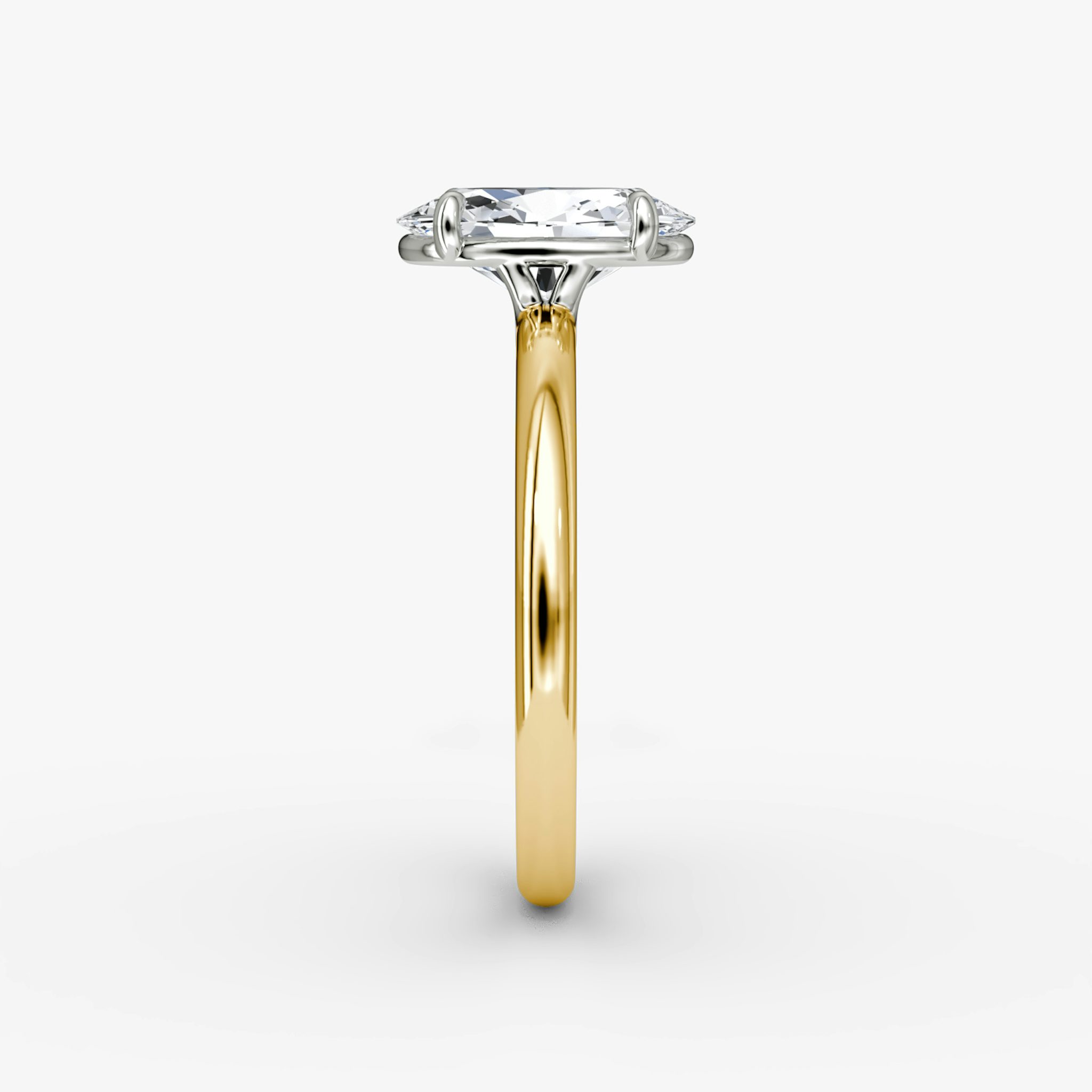 The Signature | Oval | 18k | Yellow Gold and Platinum | bandAccent: Plain | bandWidth: large | hiddenHalo: no | diamondOrientation: vertical | caratWeight: other