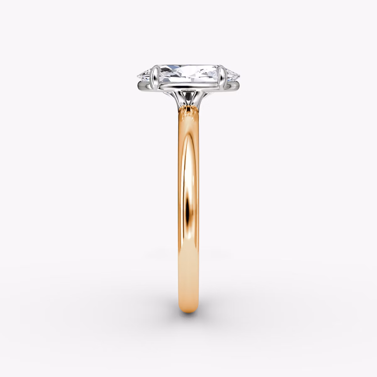 The Signature | Oval | 14k | Rose Gold and Platinum | bandAccent: Plain | bandWidth: large | hiddenHalo: no | diamondOrientation: vertical | caratWeight: other