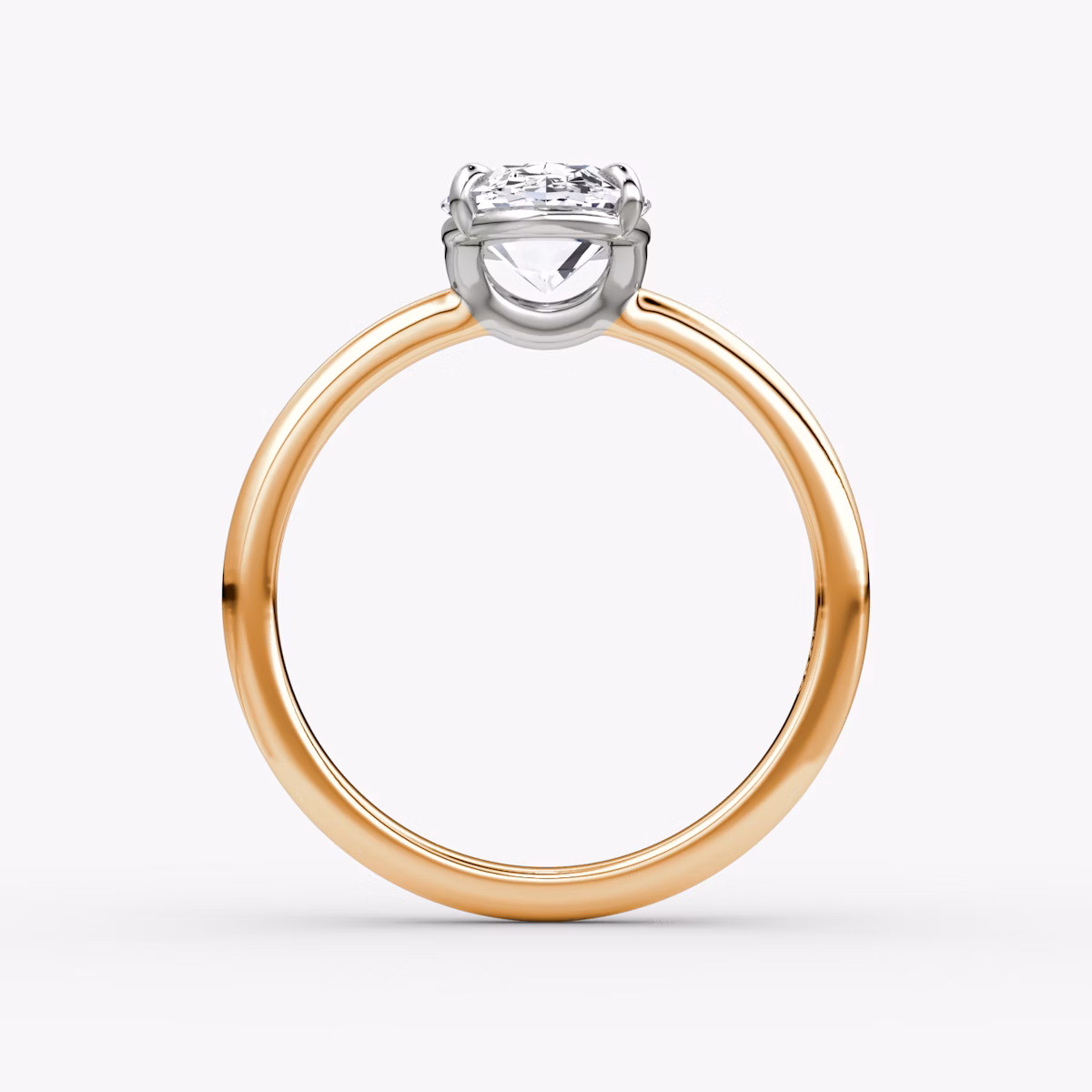 The Signature | Oval | 14k | Rose Gold and Platinum | bandAccent: Plain | bandWidth: large | hiddenHalo: no | diamondOrientation: vertical | caratWeight: other