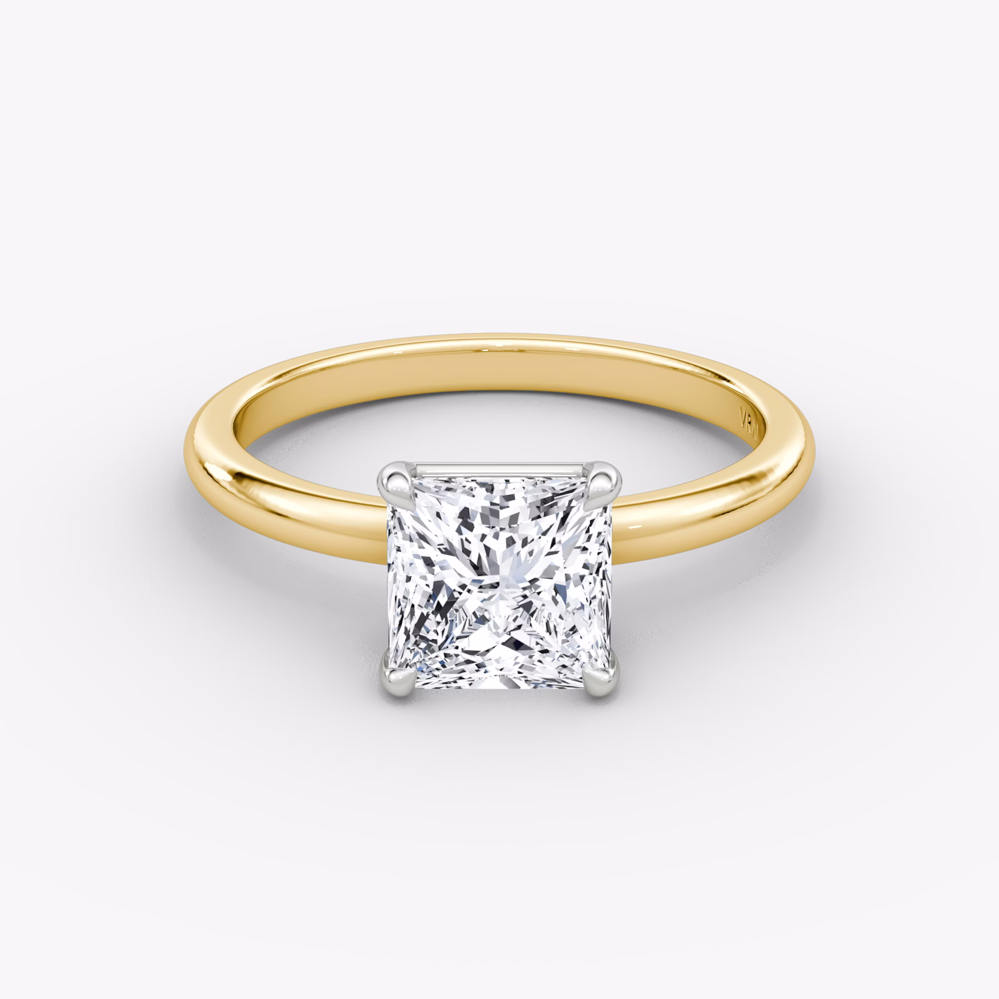 The Signature | Princess | 18k | Yellow Gold and Platinum | bandAccent: Plain | bandWidth: large | hiddenHalo: no | diamondOrientation: vertical | caratWeight: other