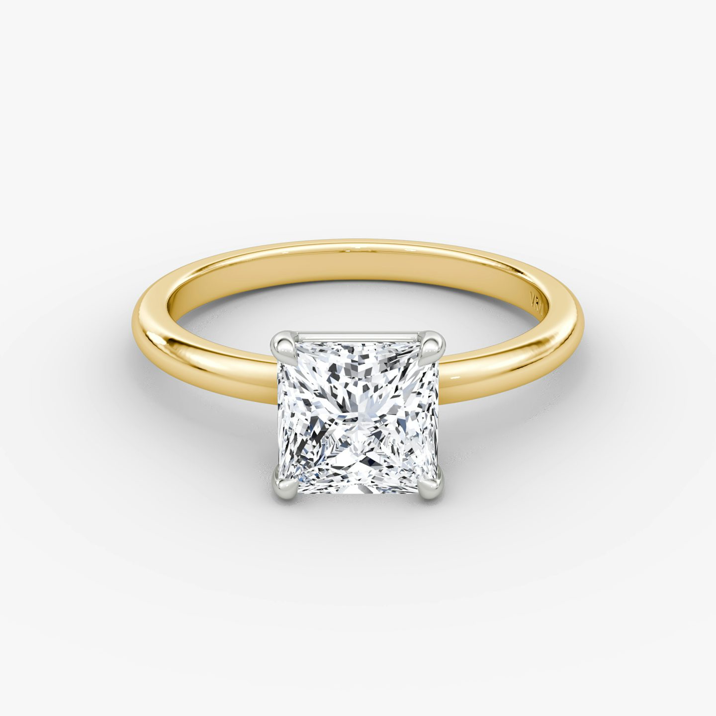 The Signature | Princess | 18k | Yellow Gold and Platinum | bandAccent: Plain | bandWidth: large | hiddenHalo: no | diamondOrientation: vertical | caratWeight: other