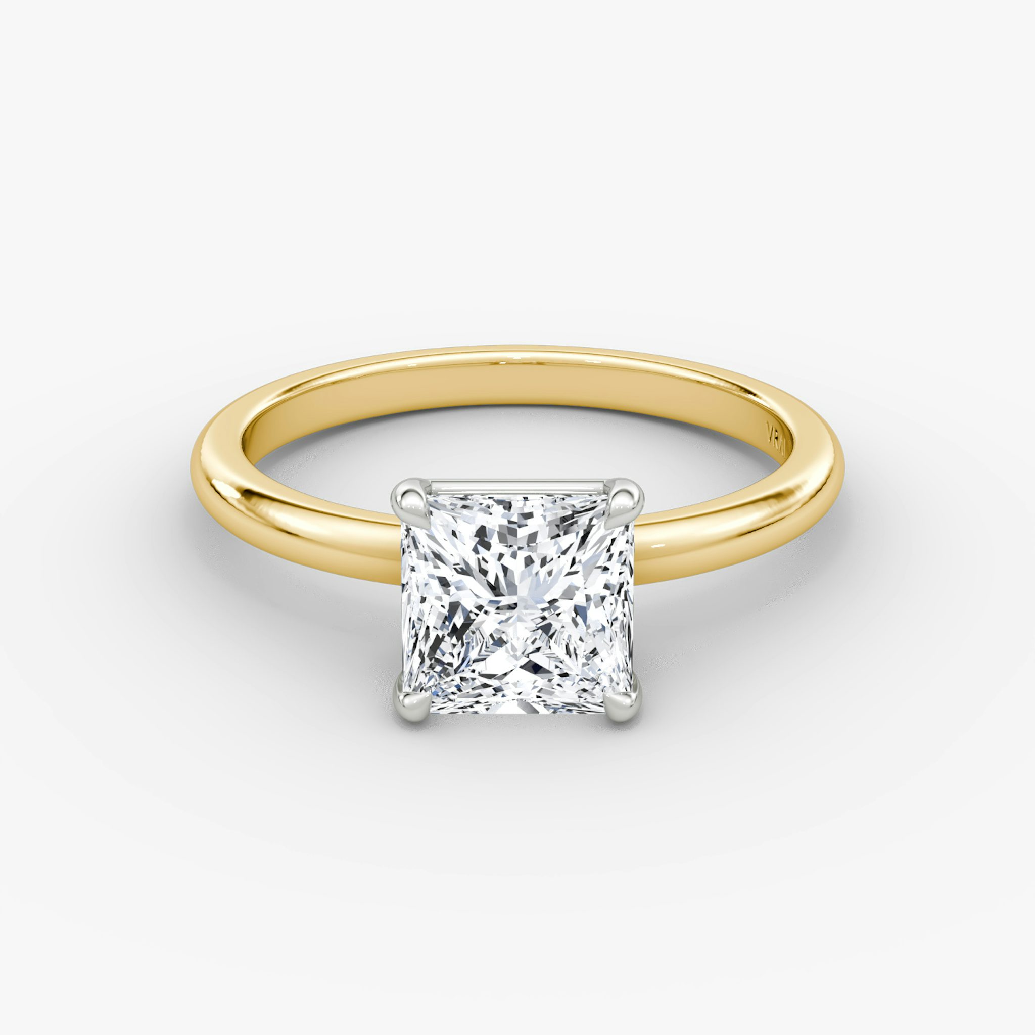 The Signature | Princess | 18k | Yellow Gold and Platinum | bandAccent: Plain | bandWidth: large | hiddenHalo: no | diamondOrientation: vertical | caratWeight: other