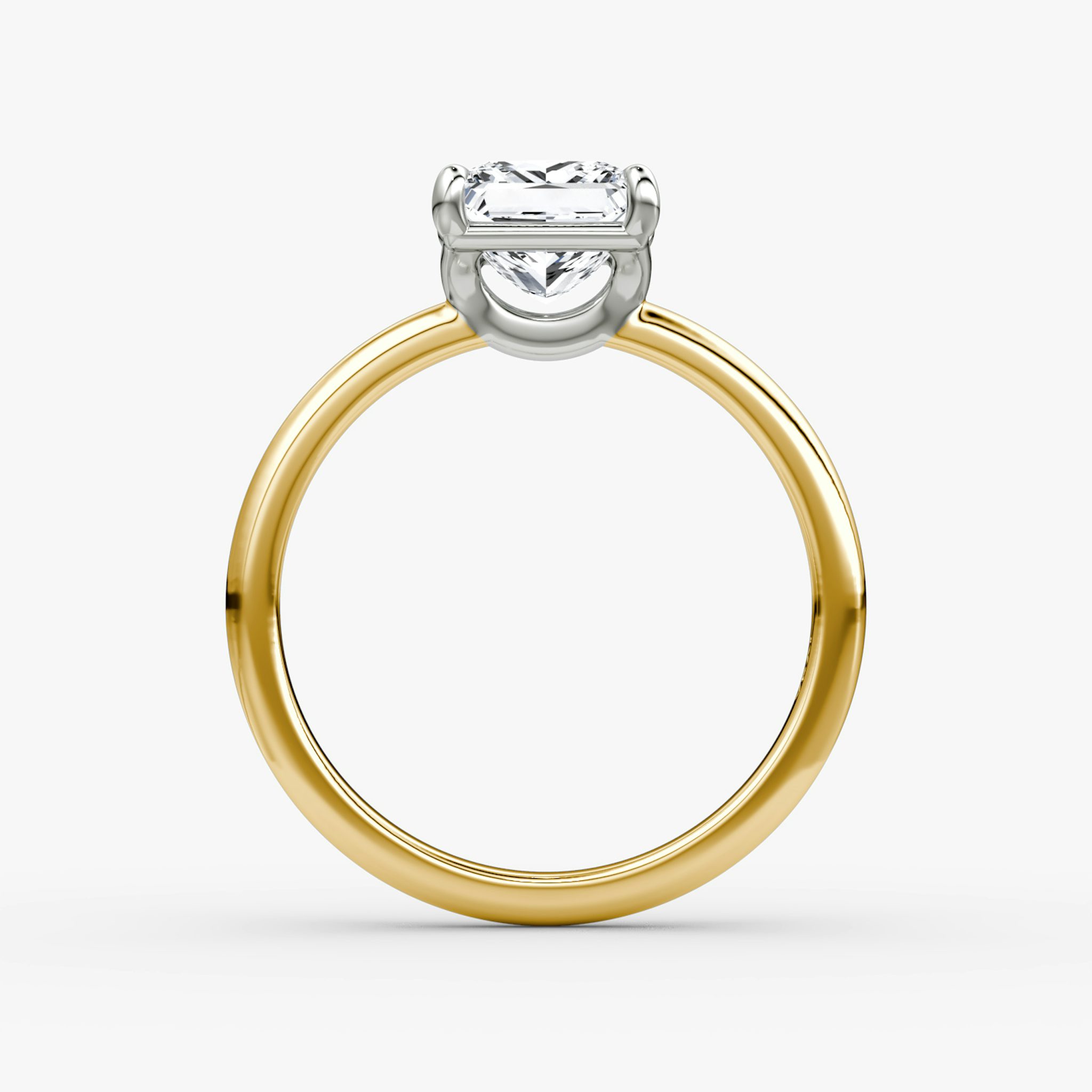 The Signature | Princess | 18k | Yellow Gold and Platinum | bandAccent: Plain | bandWidth: large | hiddenHalo: no | diamondOrientation: vertical | caratWeight: other