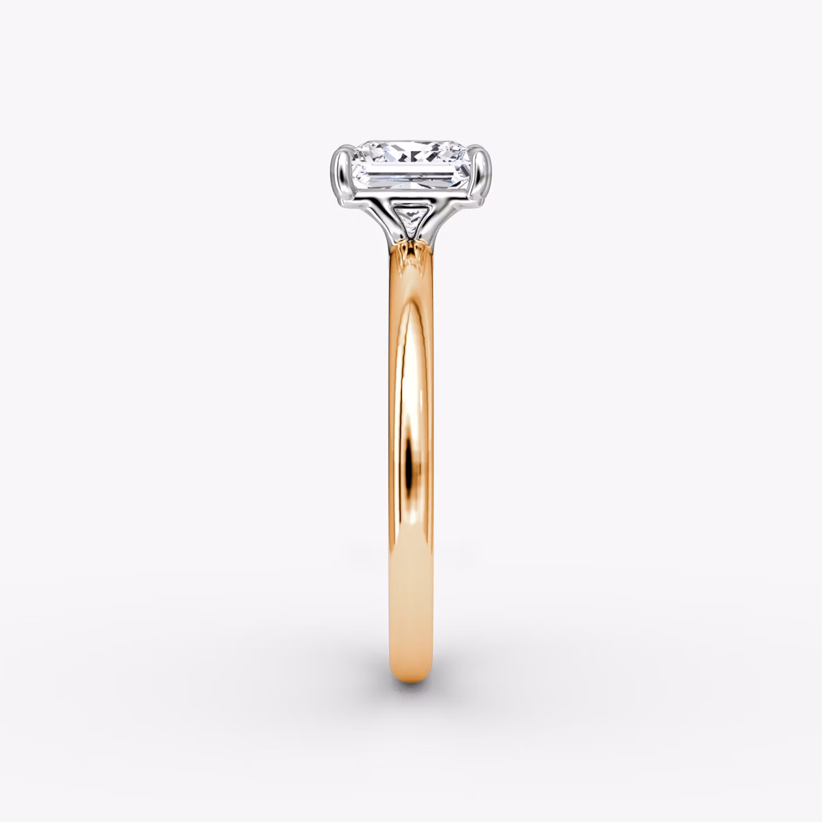The Signature | Princess | 14k | Rose Gold and Platinum | bandAccent: Plain | bandWidth: large | hiddenHalo: no | diamondOrientation: vertical | caratWeight: other