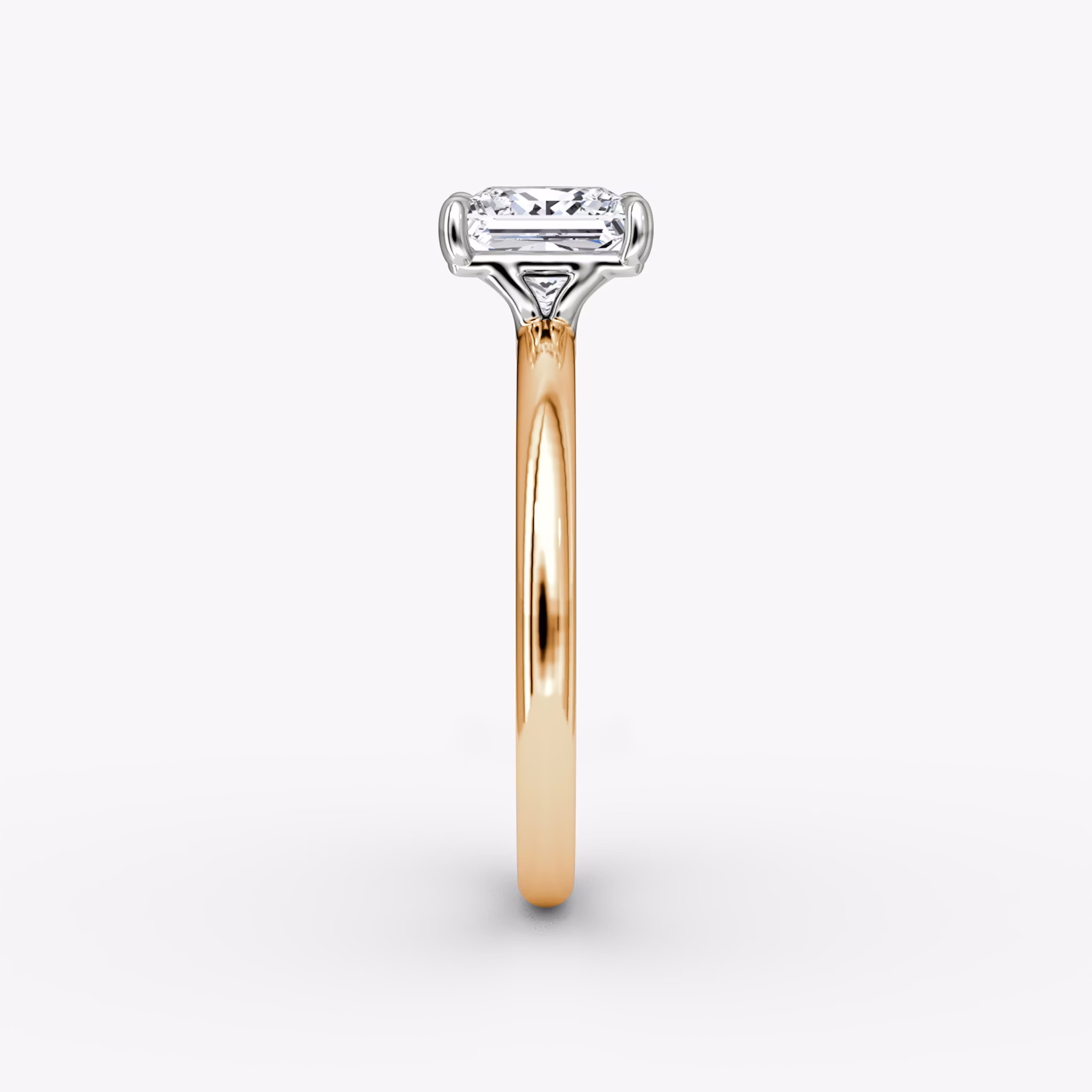 The Signature | Princess | 14k | Rose Gold and Platinum | bandAccent: Plain | bandWidth: large | hiddenHalo: no | diamondOrientation: vertical | caratWeight: other