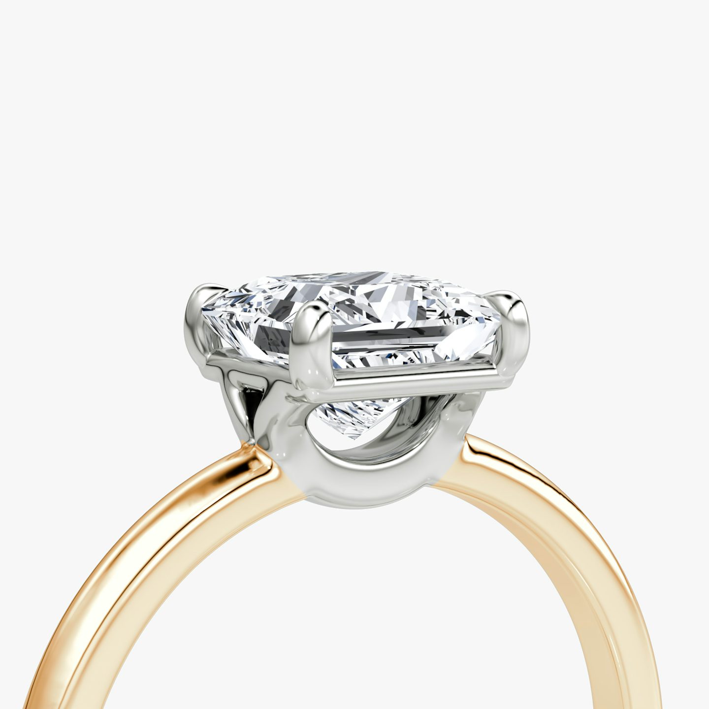 The Signature | Princess | 14k | Rose Gold and Platinum | bandAccent: Plain | bandWidth: large | hiddenHalo: no | diamondOrientation: vertical | caratWeight: other