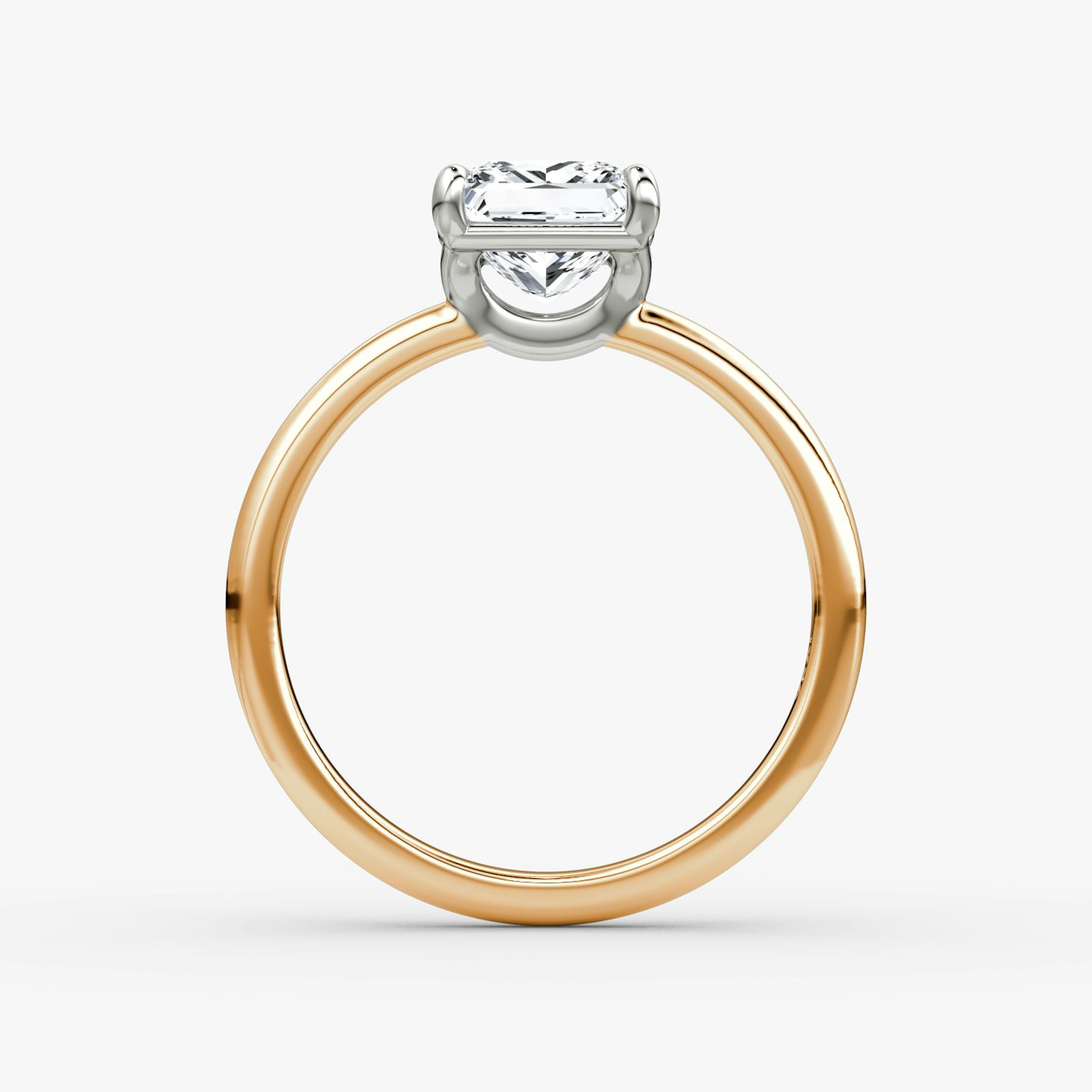 The Signature | Princess | 14k | Rose Gold and Platinum | bandAccent: Plain | bandWidth: large | hiddenHalo: no | diamondOrientation: vertical | caratWeight: other