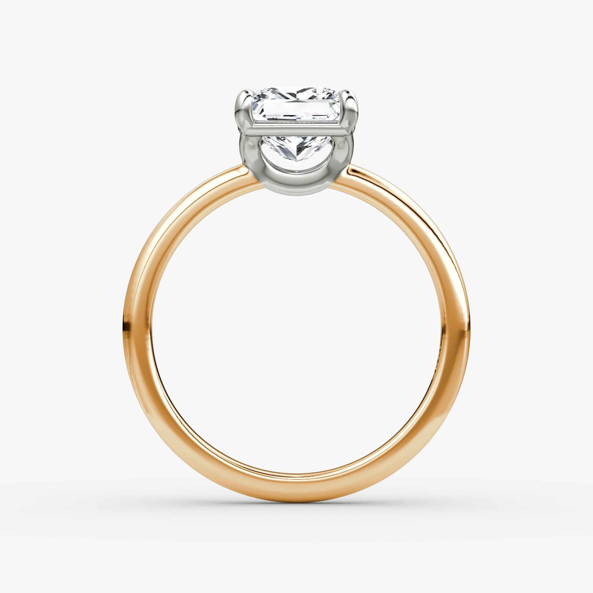 The Signature | Princess | 14k | Rose Gold and Platinum | bandAccent: Plain | bandWidth: large | hiddenHalo: no | diamondOrientation: vertical | caratWeight: other