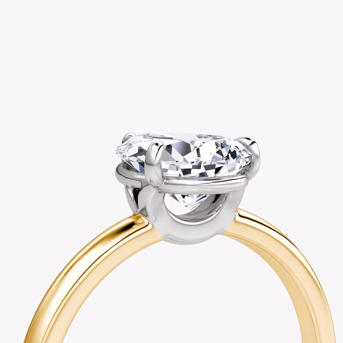 The Signature | Pear | 18k | Yellow Gold and Platinum | bandAccent: Plain | bandWidth: large | hiddenHalo: no | diamondOrientation: vertical | caratWeight: other