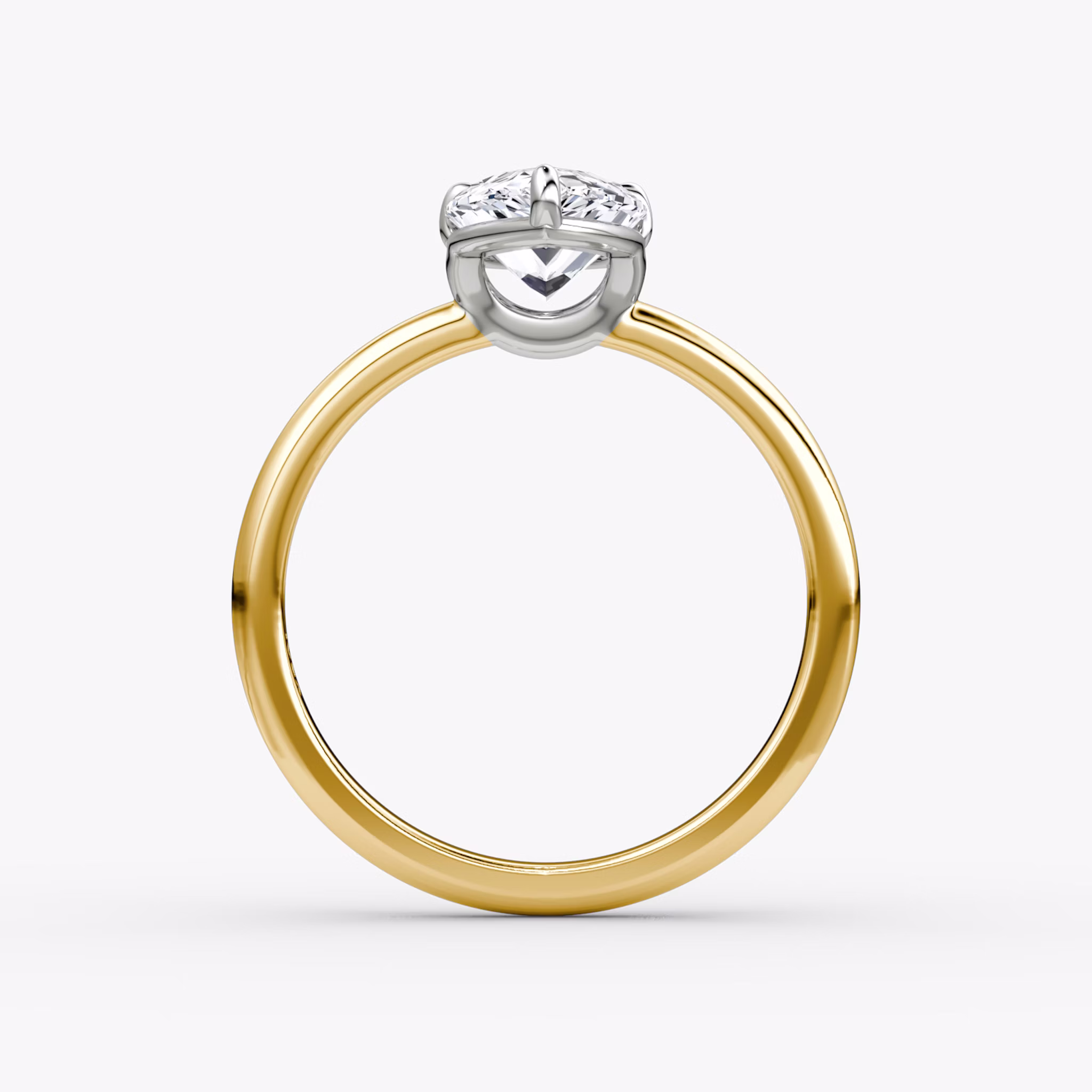 The Signature | Pear | 18k | Yellow Gold and Platinum | bandAccent: Plain | bandWidth: large | hiddenHalo: no | diamondOrientation: vertical | caratWeight: other