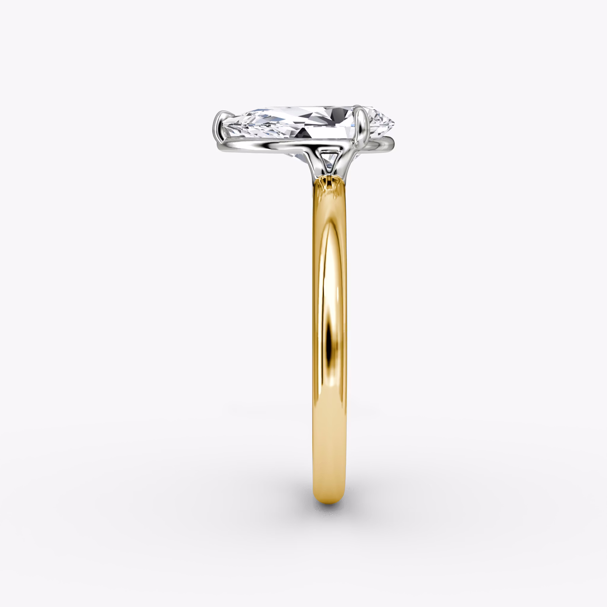 The Signature | Pear | 18k | Yellow Gold and Platinum | bandAccent: Plain | bandWidth: large | hiddenHalo: no | diamondOrientation: vertical | caratWeight: other