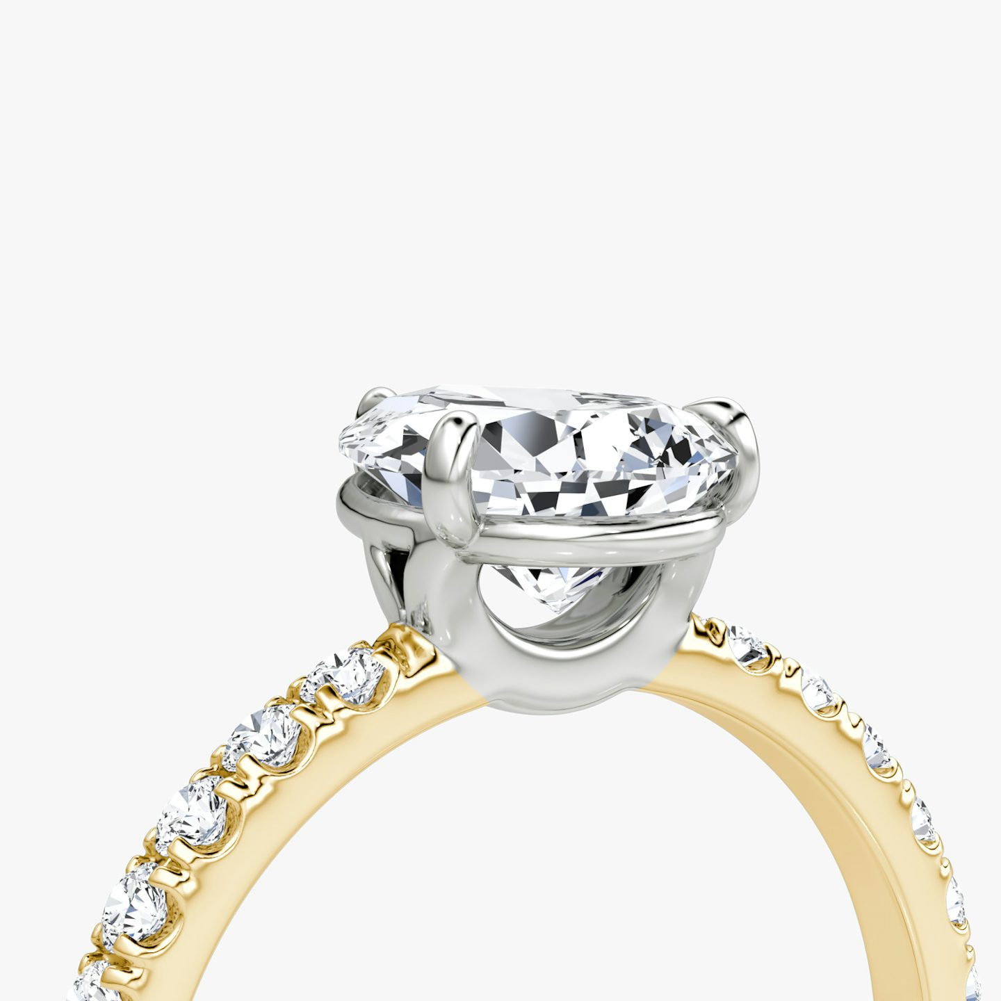 The Signature | Pear | 18k | Yellow Gold and Platinum | bandAccent: Pavé | bandWidth: large | hiddenHalo: no | diamondOrientation: vertical | caratWeight: other