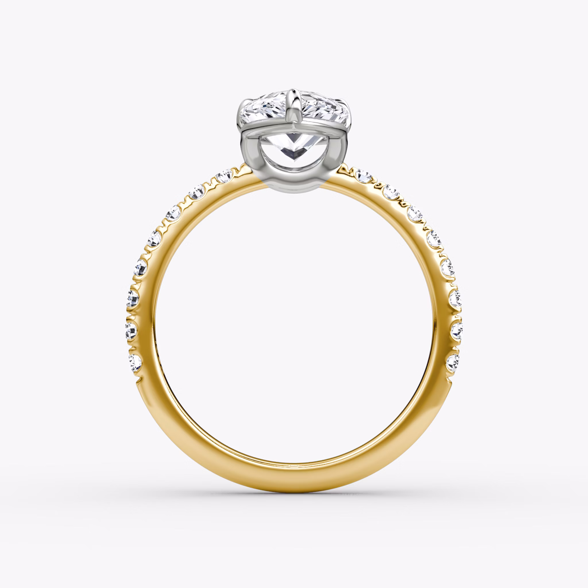 The Signature | Pear | 18k | Yellow Gold and Platinum | bandAccent: Pavé | bandWidth: large | hiddenHalo: no | diamondOrientation: vertical | caratWeight: other