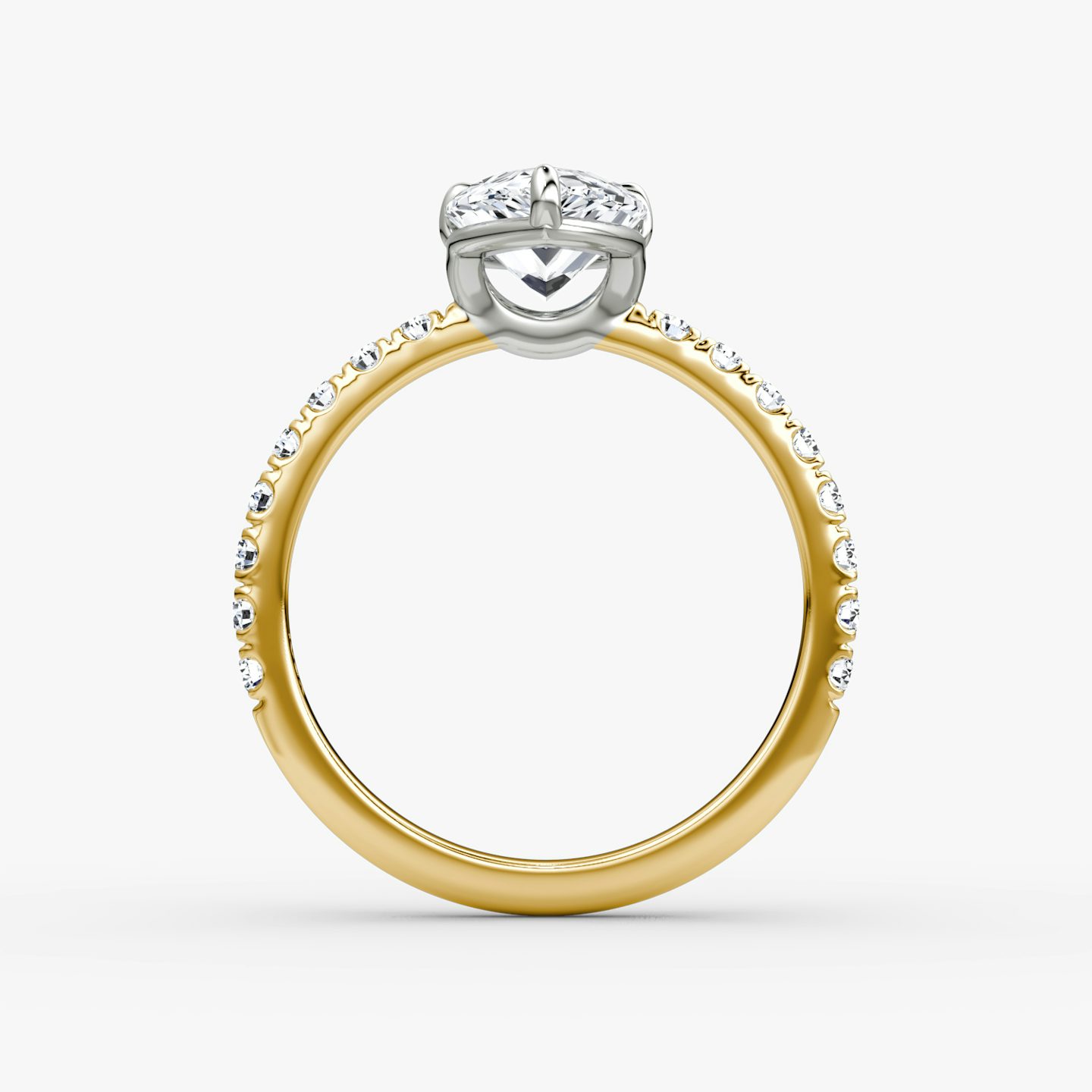 The Signature | Pear | 18k | Yellow Gold and Platinum | bandAccent: Pavé | bandWidth: large | hiddenHalo: no | diamondOrientation: vertical | caratWeight: other