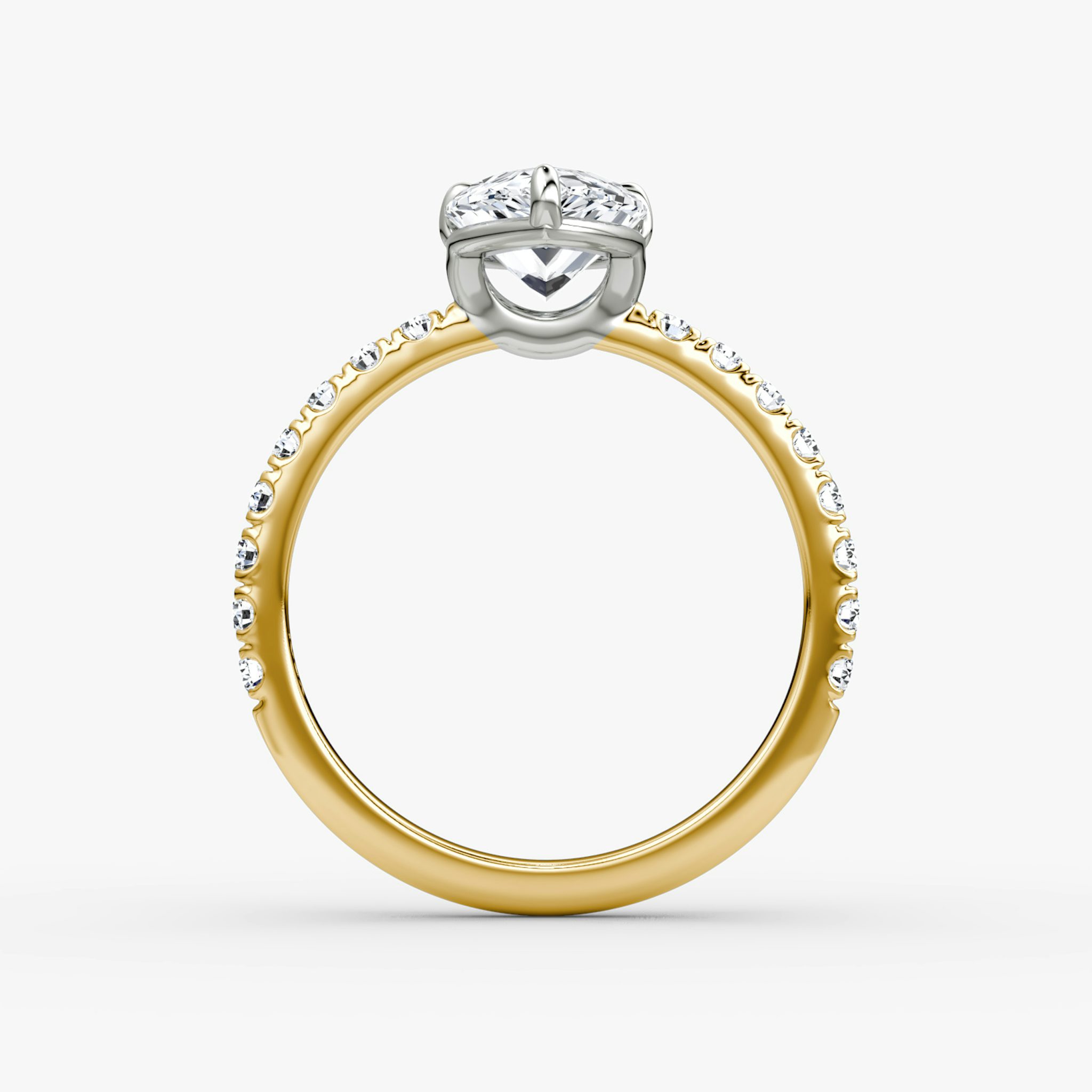 The Signature | Pear | 18k | Yellow Gold and Platinum | bandAccent: Pavé | bandWidth: large | hiddenHalo: no | diamondOrientation: vertical | caratWeight: other