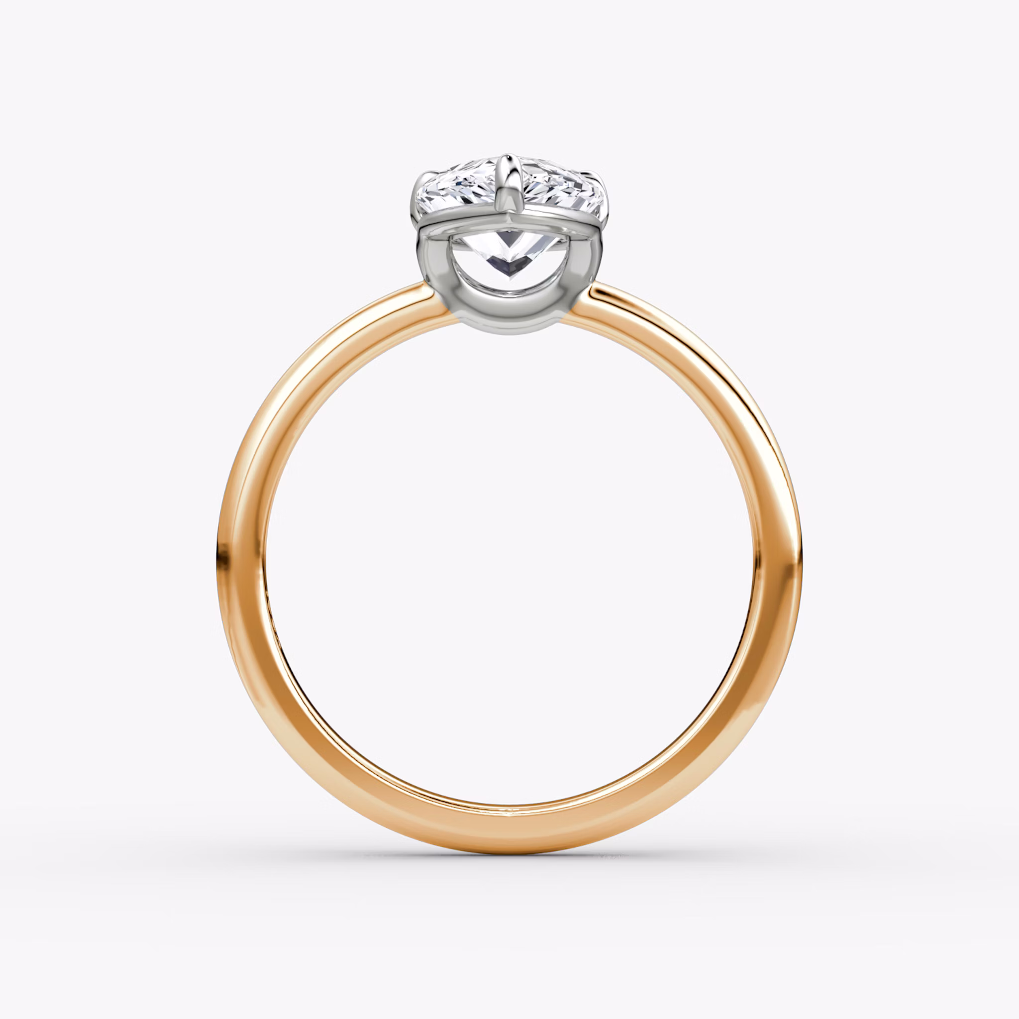 The Signature | Pear | 14k | Rose Gold and Platinum | bandAccent: Plain | bandWidth: large | hiddenHalo: no | diamondOrientation: vertical | caratWeight: other