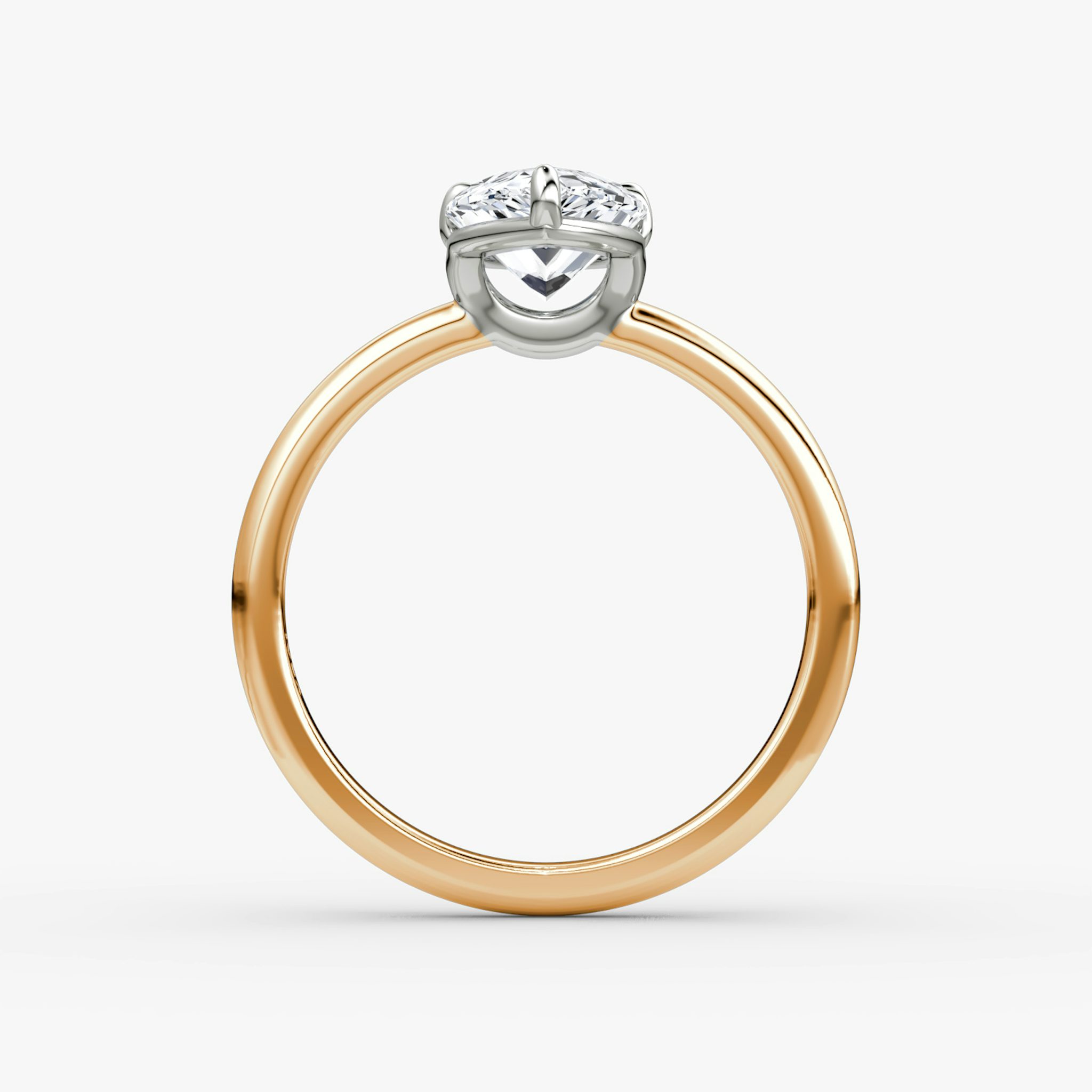 The Signature | Pear | 14k | Rose Gold and Platinum | bandAccent: Plain | bandWidth: large | hiddenHalo: no | diamondOrientation: vertical | caratWeight: other
