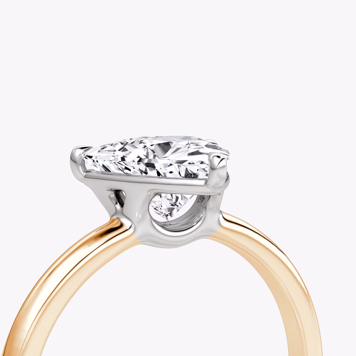 The Signature | Trillion | 14k | Rose Gold and Platinum | bandAccent: Plain | bandWidth: large | hiddenHalo: no | diamondOrientation: vertical | caratWeight: other