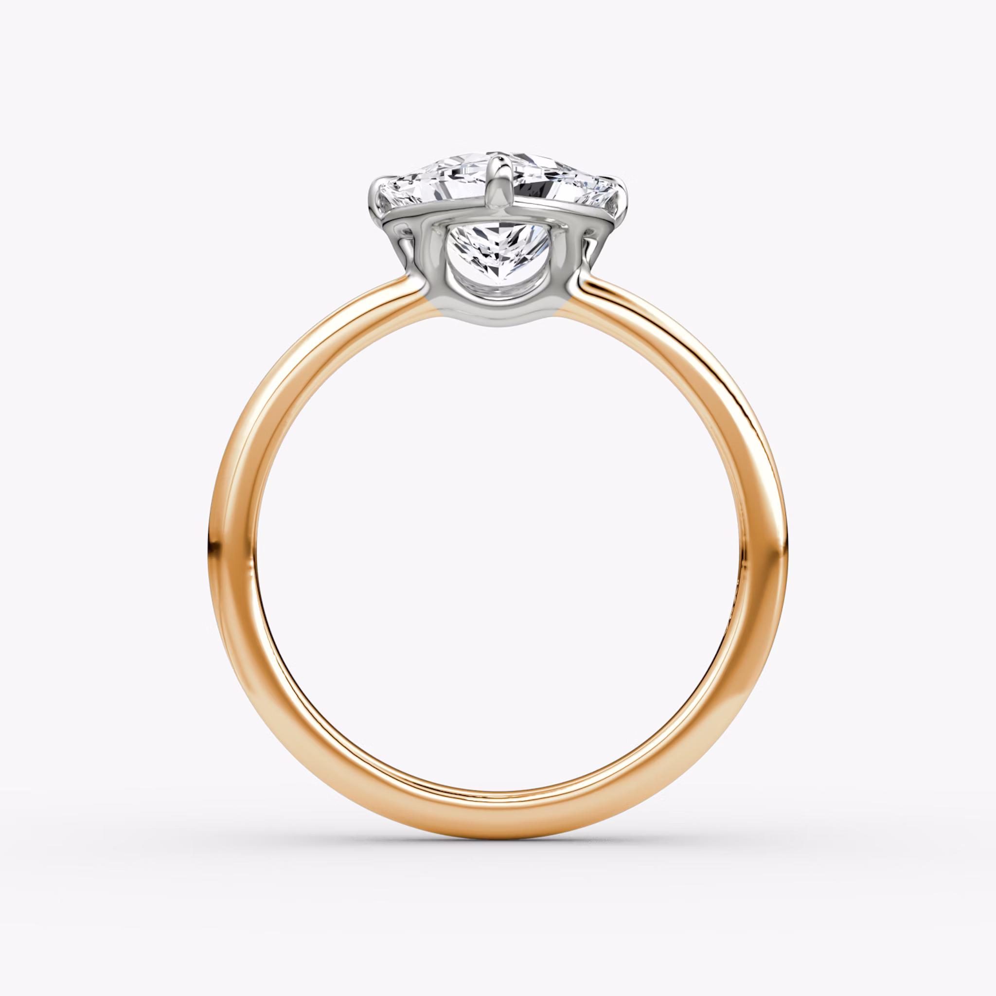 The Signature | Trillion | 14k | Rose Gold and Platinum | bandAccent: Plain | bandWidth: large | hiddenHalo: no | diamondOrientation: vertical | caratWeight: other