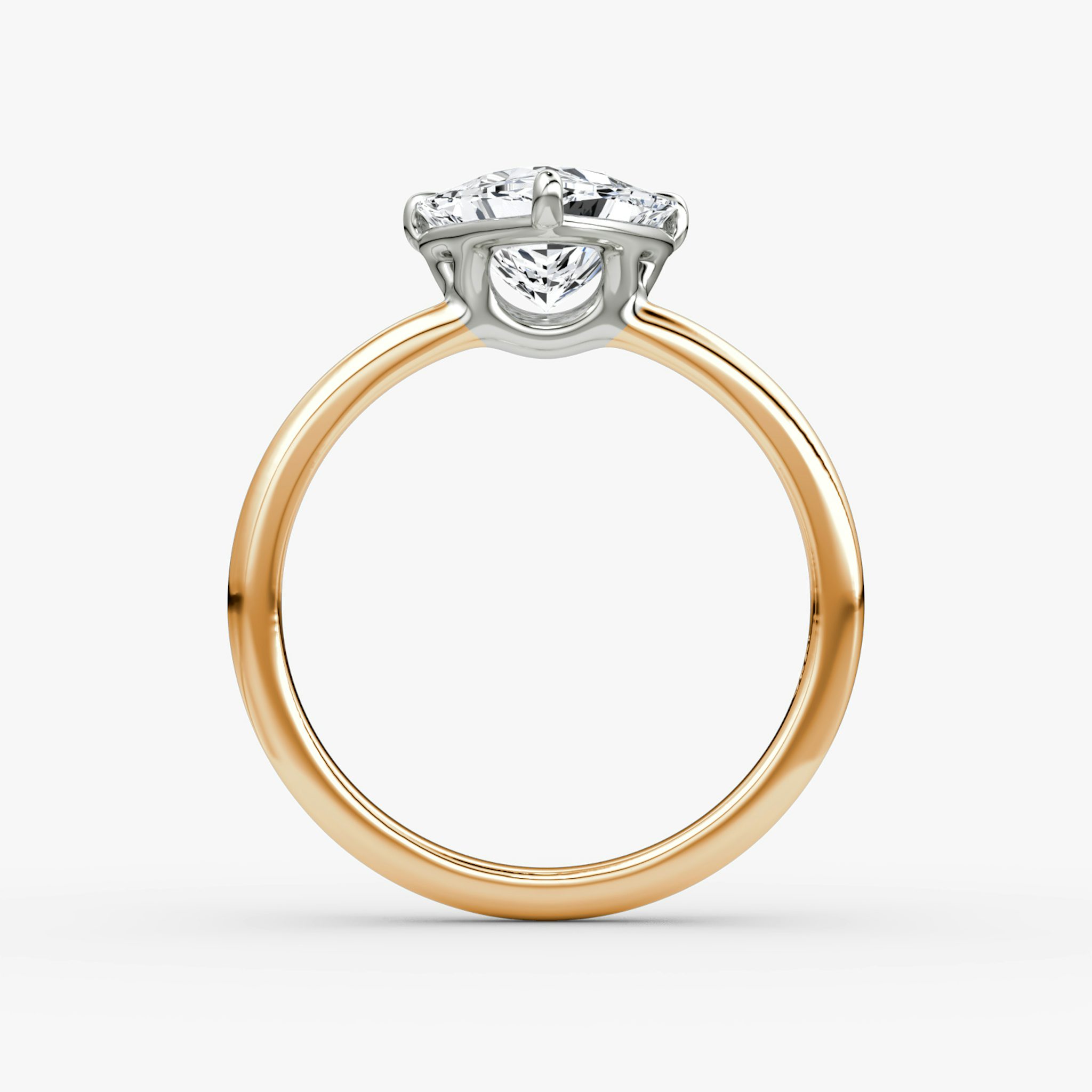 The Signature | Trillion | 14k | Rose Gold and Platinum | bandAccent: Plain | bandWidth: large | hiddenHalo: no | diamondOrientation: vertical | caratWeight: other