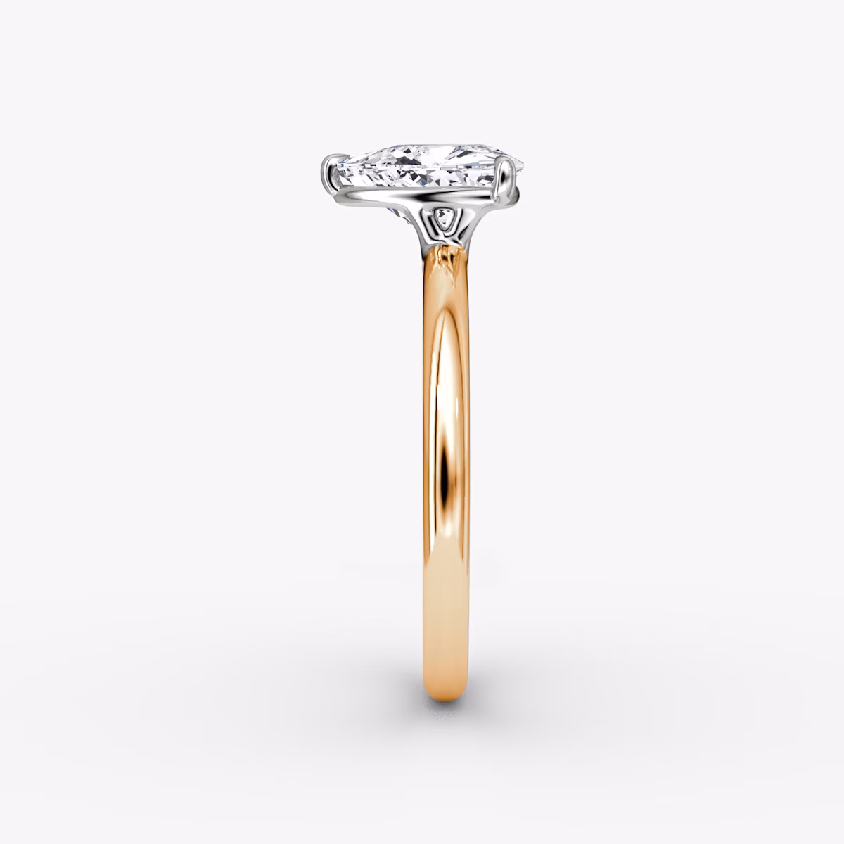 The Signature | Trillion | 14k | Rose Gold and Platinum | bandAccent: Plain | bandWidth: large | hiddenHalo: no | diamondOrientation: vertical | caratWeight: other
