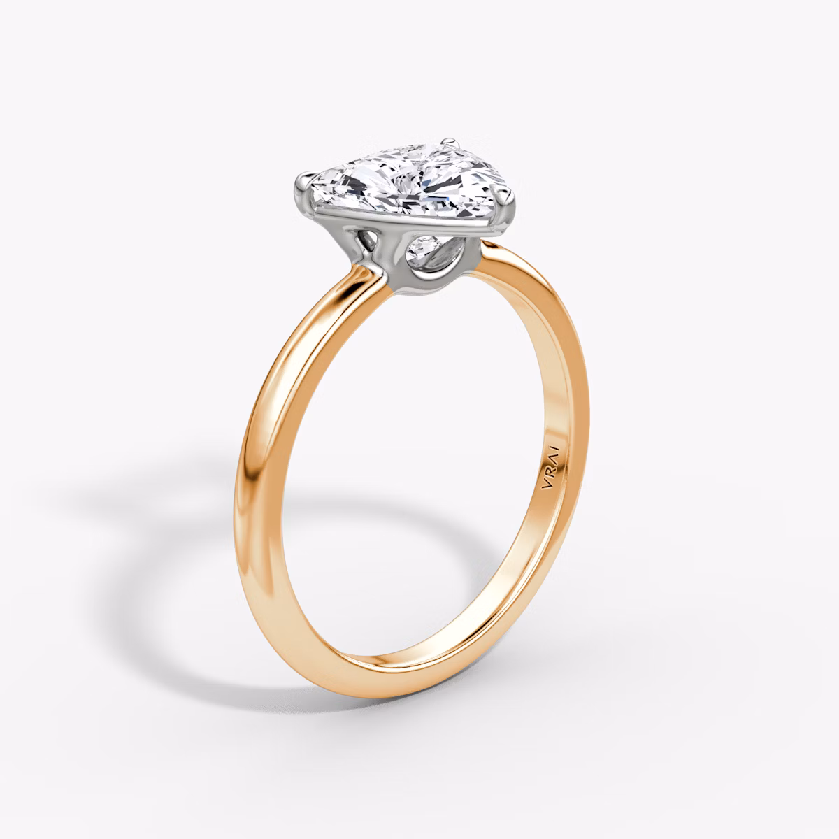 The Signature | Trillion | 14k | Rose Gold and Platinum | bandAccent: Plain | bandWidth: large | hiddenHalo: no | diamondOrientation: vertical | caratWeight: other
