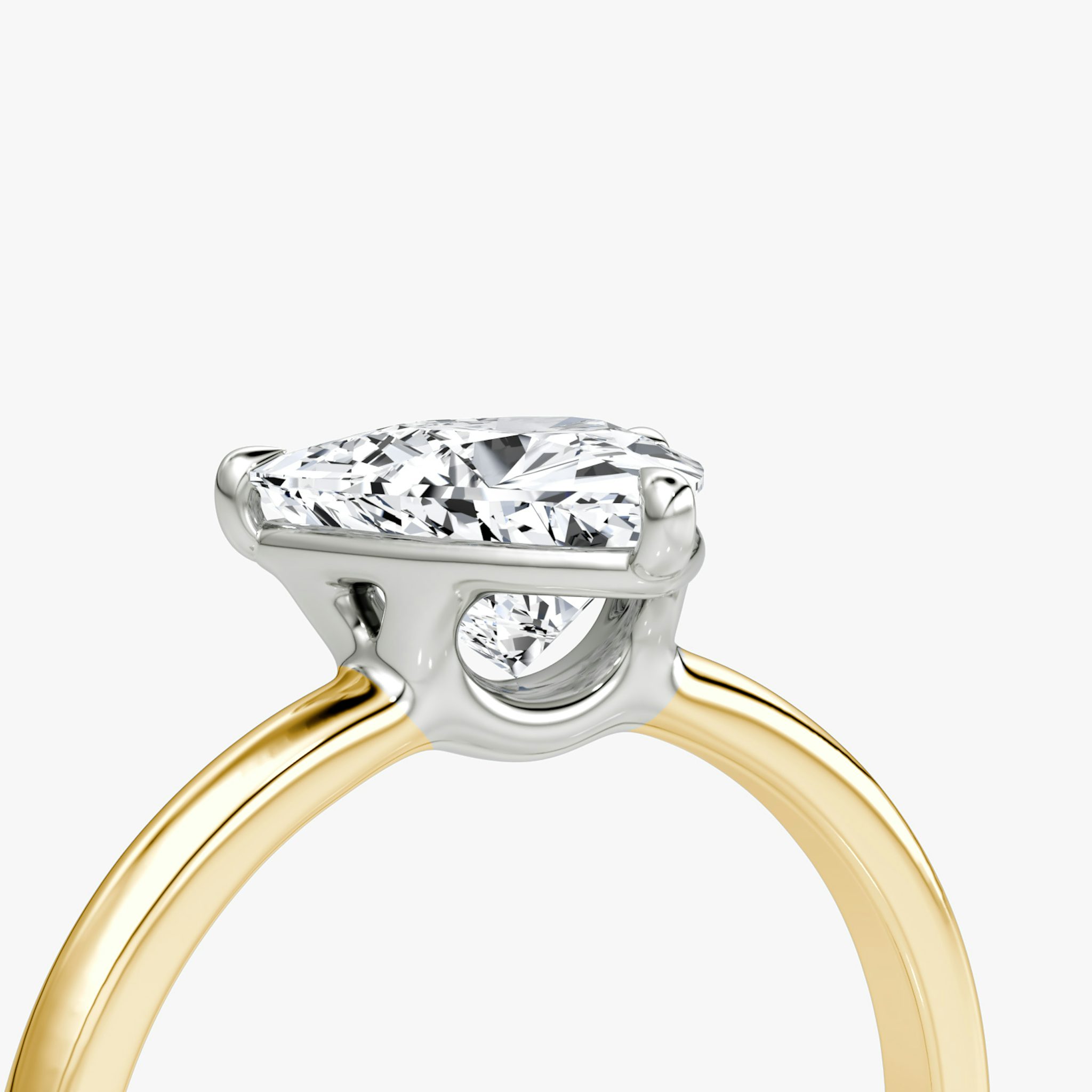 The Signature | Trillion | 18k | Yellow Gold and Platinum | bandAccent: Plain | bandWidth: large | hiddenHalo: no | diamondOrientation: vertical | caratWeight: other