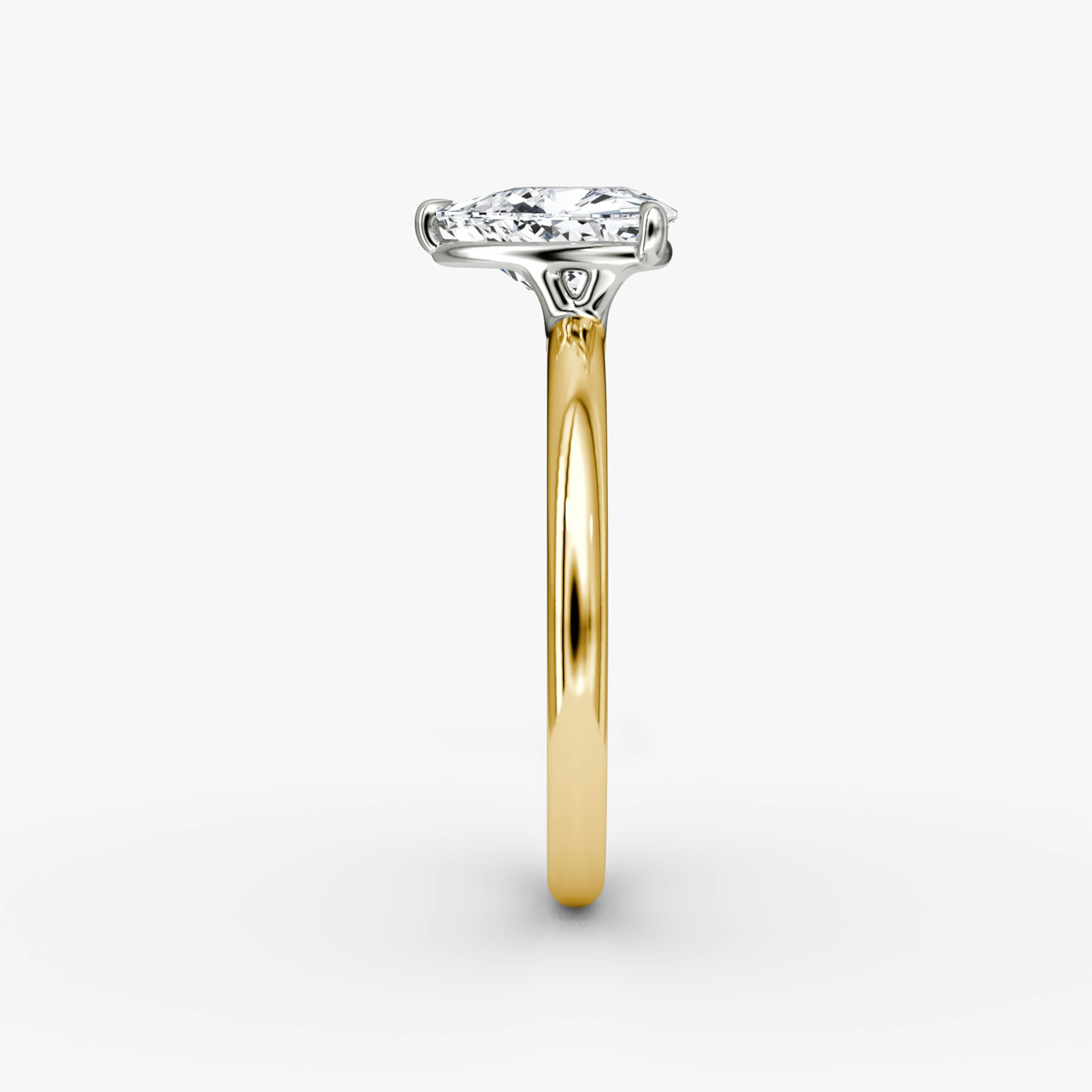 The Signature | Trillion | 18k | Yellow Gold and Platinum | bandAccent: Plain | bandWidth: large | hiddenHalo: no | diamondOrientation: vertical | caratWeight: other