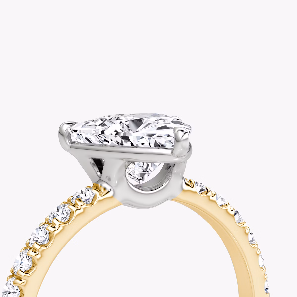 The Signature | Trillion | 18k | Yellow Gold and Platinum | bandAccent: Pavé | bandWidth: large | hiddenHalo: no | diamondOrientation: vertical | caratWeight: other