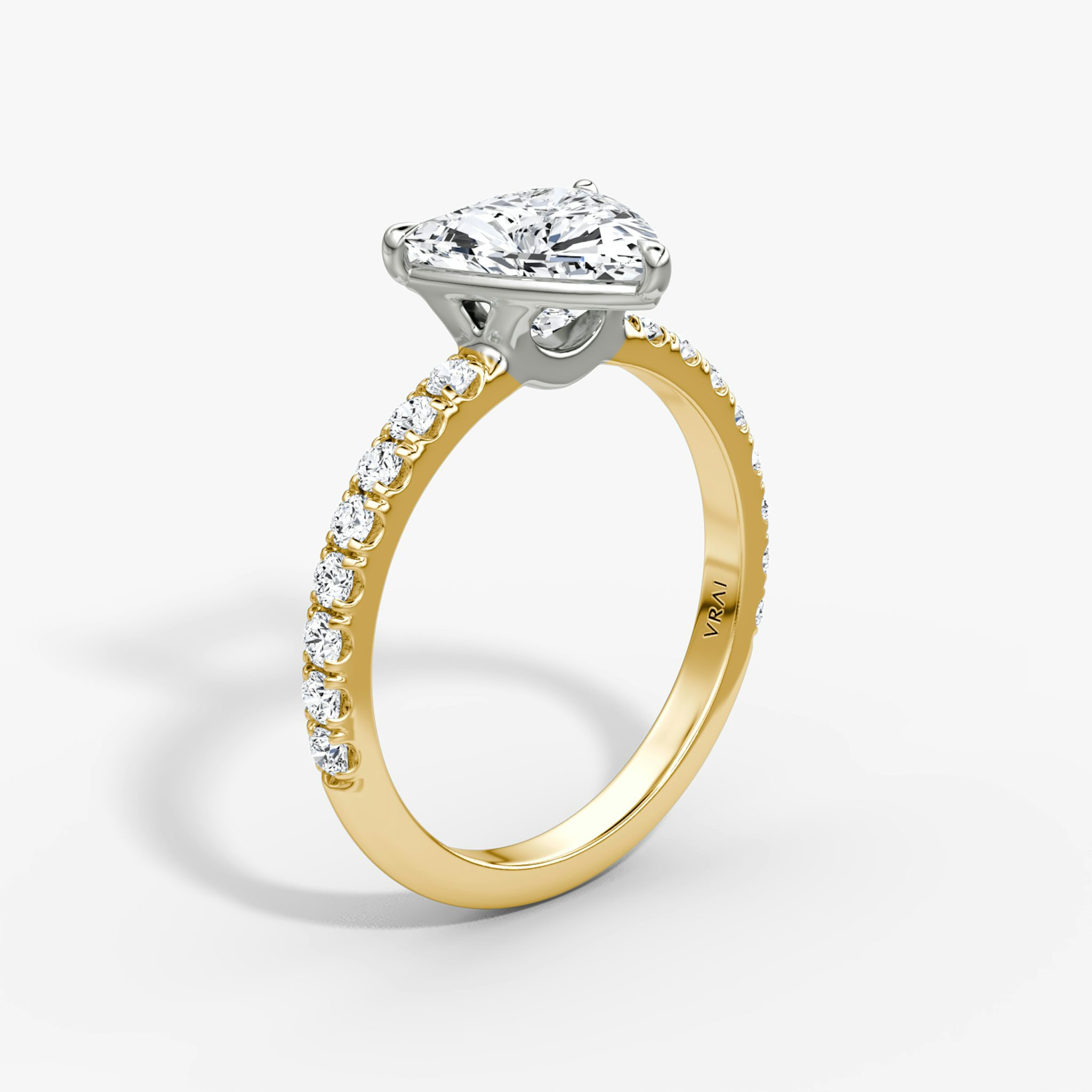 The Signature | Trillion | 18k | Yellow Gold and Platinum | bandAccent: Pavé | bandWidth: large | hiddenHalo: no | diamondOrientation: vertical | caratWeight: other