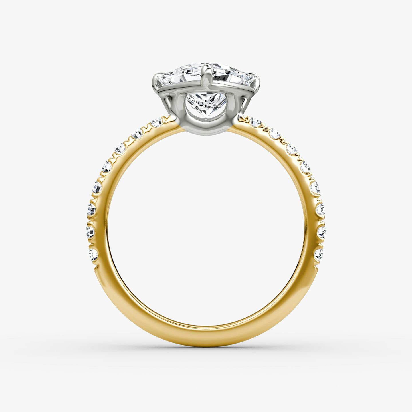 The Signature | Trillion | 18k | Yellow Gold and Platinum | bandAccent: Pavé | bandWidth: large | hiddenHalo: no | diamondOrientation: vertical | caratWeight: other