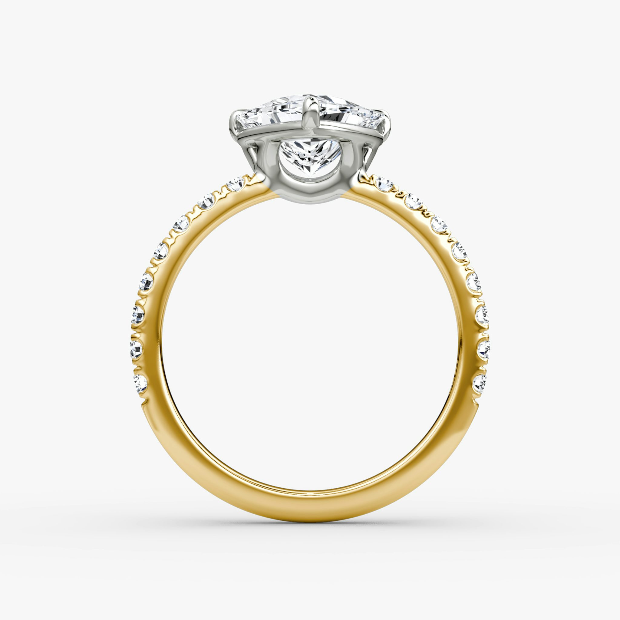 The Signature | Trillion | 18k | Yellow Gold and Platinum | bandAccent: Pavé | bandWidth: large | hiddenHalo: no | diamondOrientation: vertical | caratWeight: other