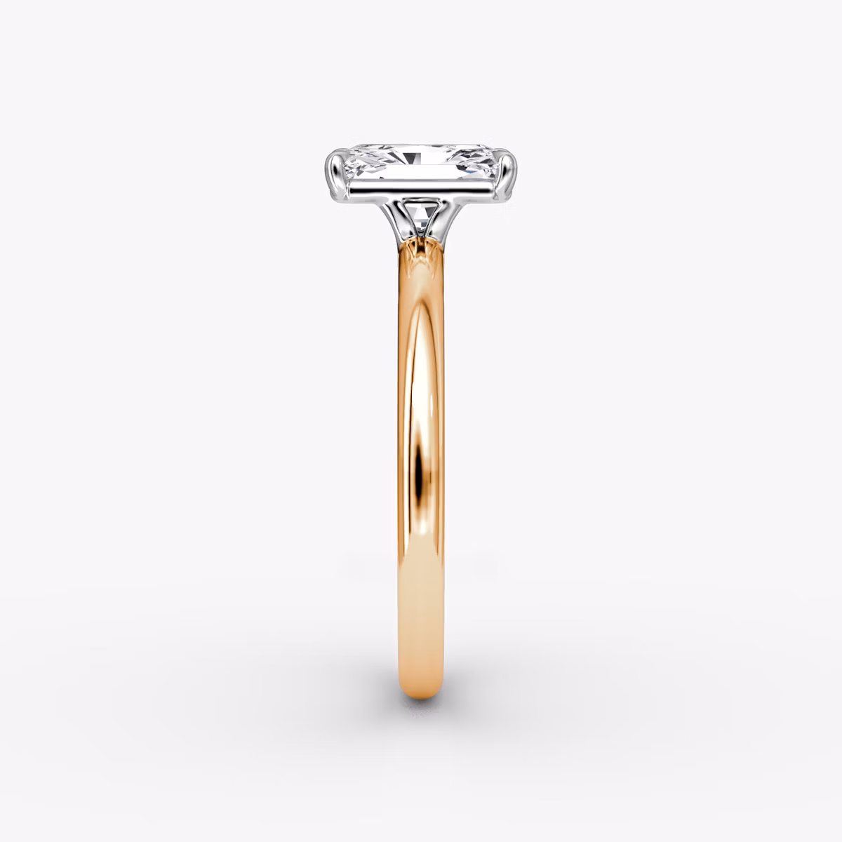 The Signature | Radiant | 14k | Rose Gold and Platinum | bandAccent: Plain | bandWidth: large | hiddenHalo: no | diamondOrientation: vertical | caratWeight: other