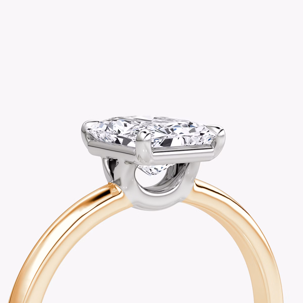 The Signature | Radiant | 14k | Rose Gold and Platinum | bandAccent: Plain | bandWidth: large | hiddenHalo: no | diamondOrientation: vertical | caratWeight: other