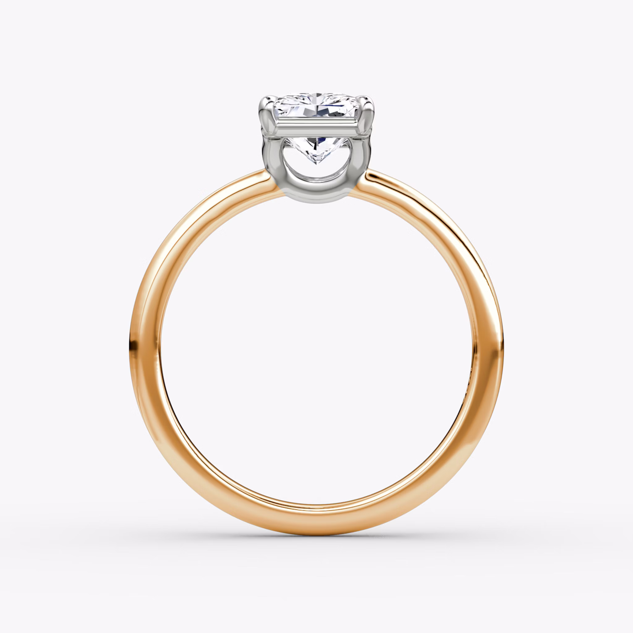 The Signature | Radiant | 14k | Rose Gold and Platinum | bandAccent: Plain | bandWidth: large | hiddenHalo: no | diamondOrientation: vertical | caratWeight: other