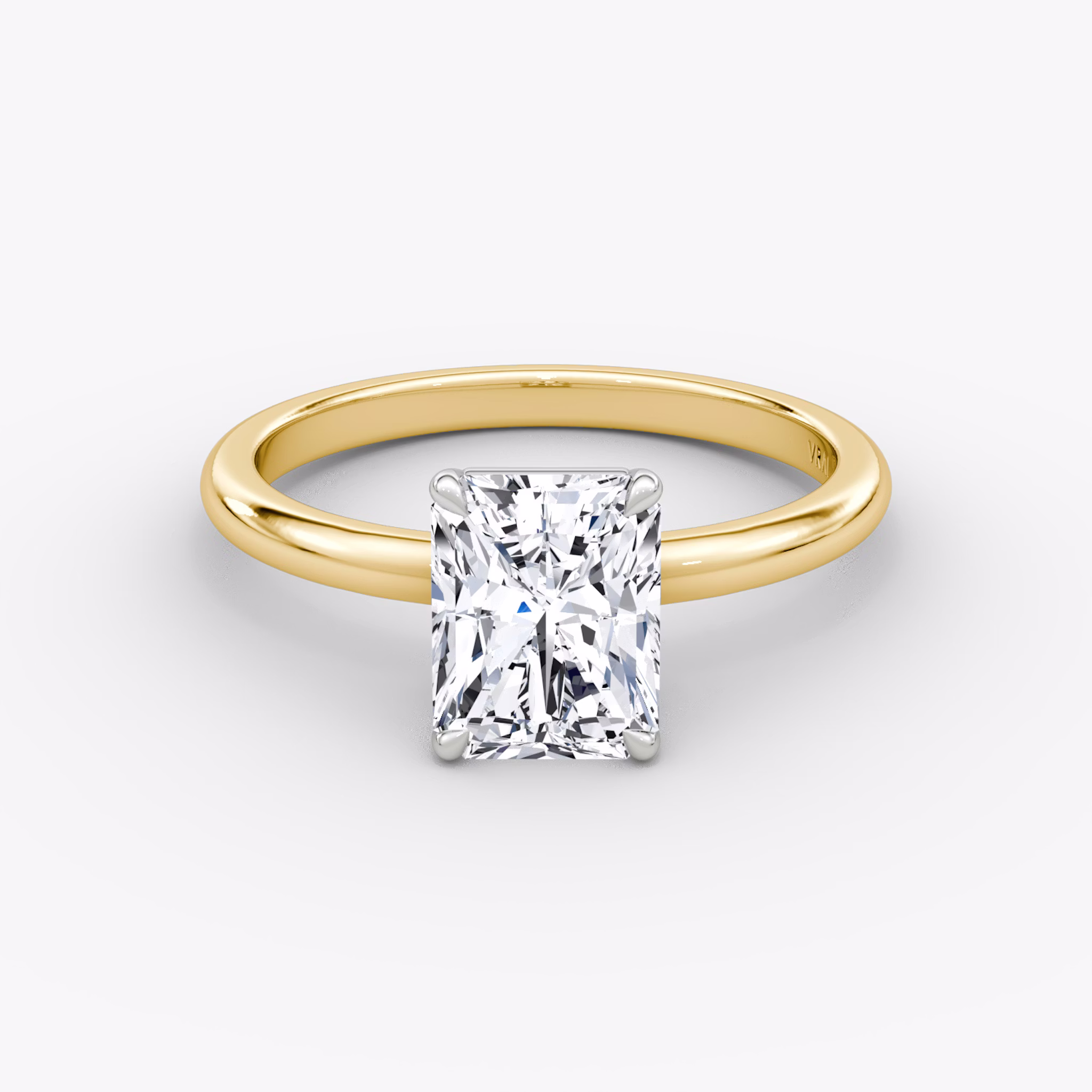 The Signature | Radiant | 18k | Yellow Gold and Platinum | bandAccent: Plain | bandWidth: large | hiddenHalo: no | diamondOrientation: vertical | caratWeight: other