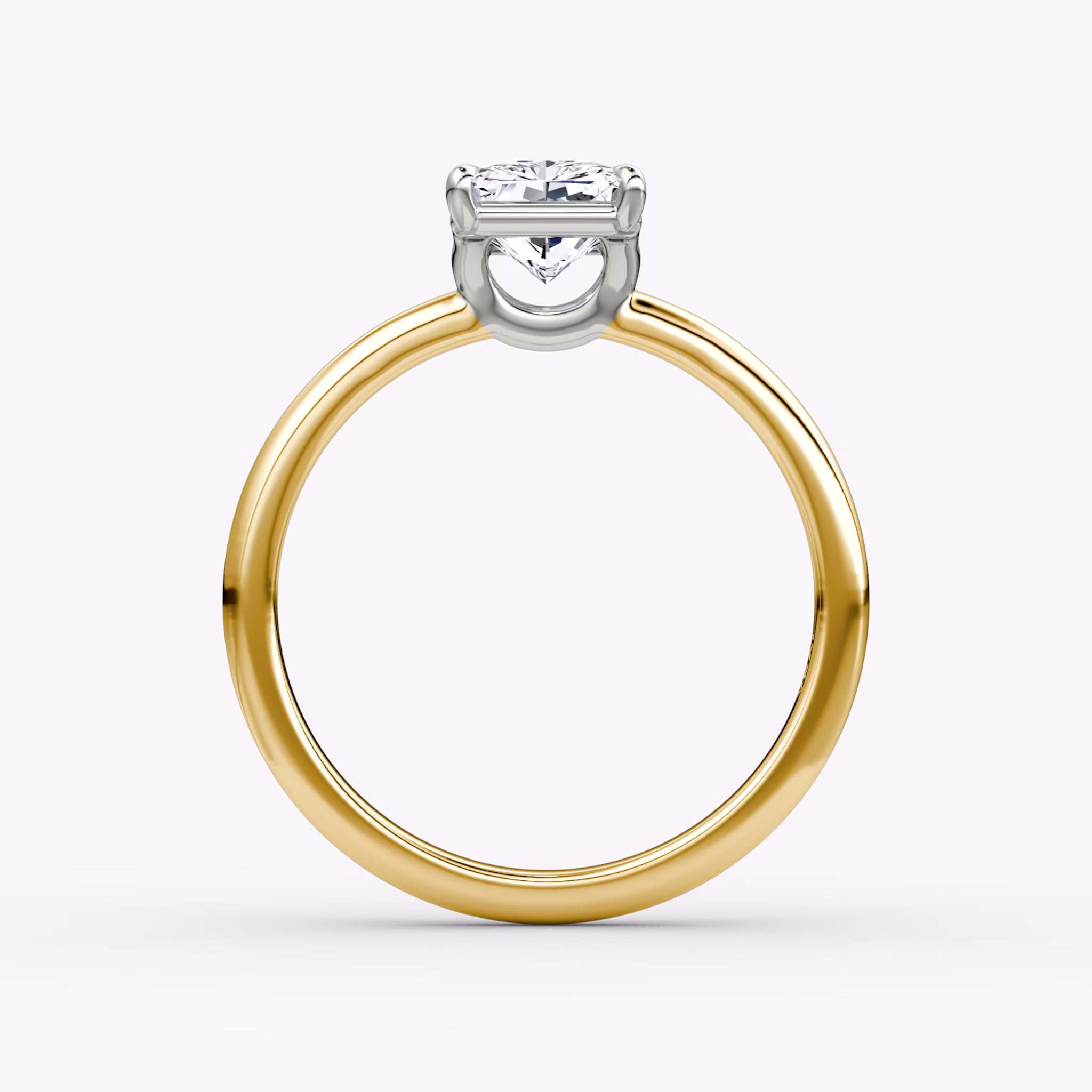 The Signature | Radiant | 18k | Yellow Gold and Platinum | bandAccent: Plain | bandWidth: large | hiddenHalo: no | diamondOrientation: vertical | caratWeight: other
