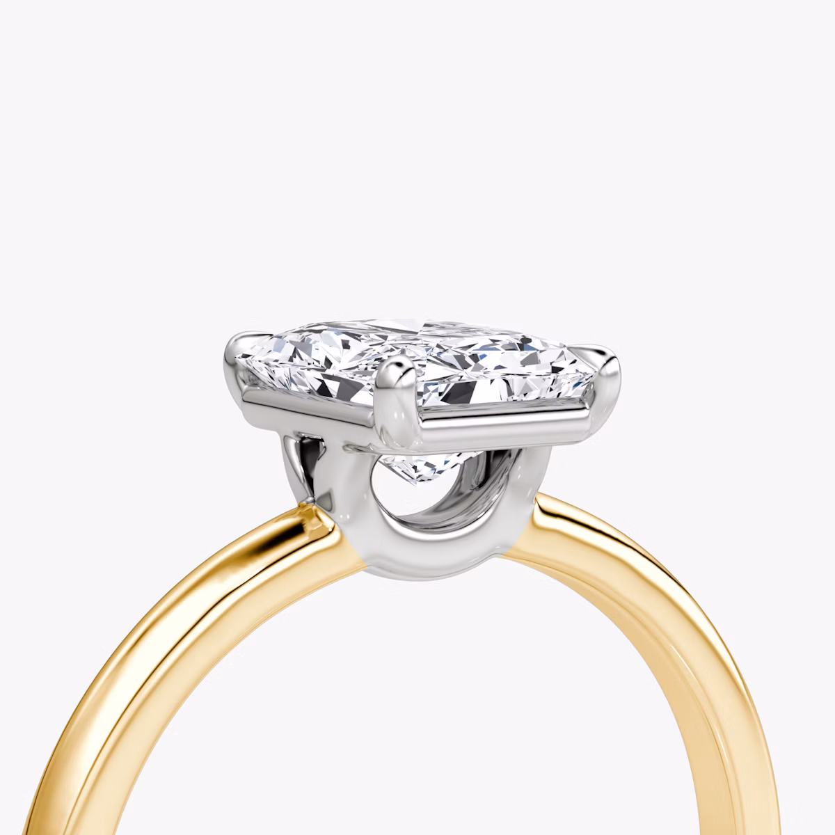 The Signature | Radiant | 18k | Yellow Gold and Platinum | bandAccent: Plain | bandWidth: large | hiddenHalo: no | diamondOrientation: vertical | caratWeight: other