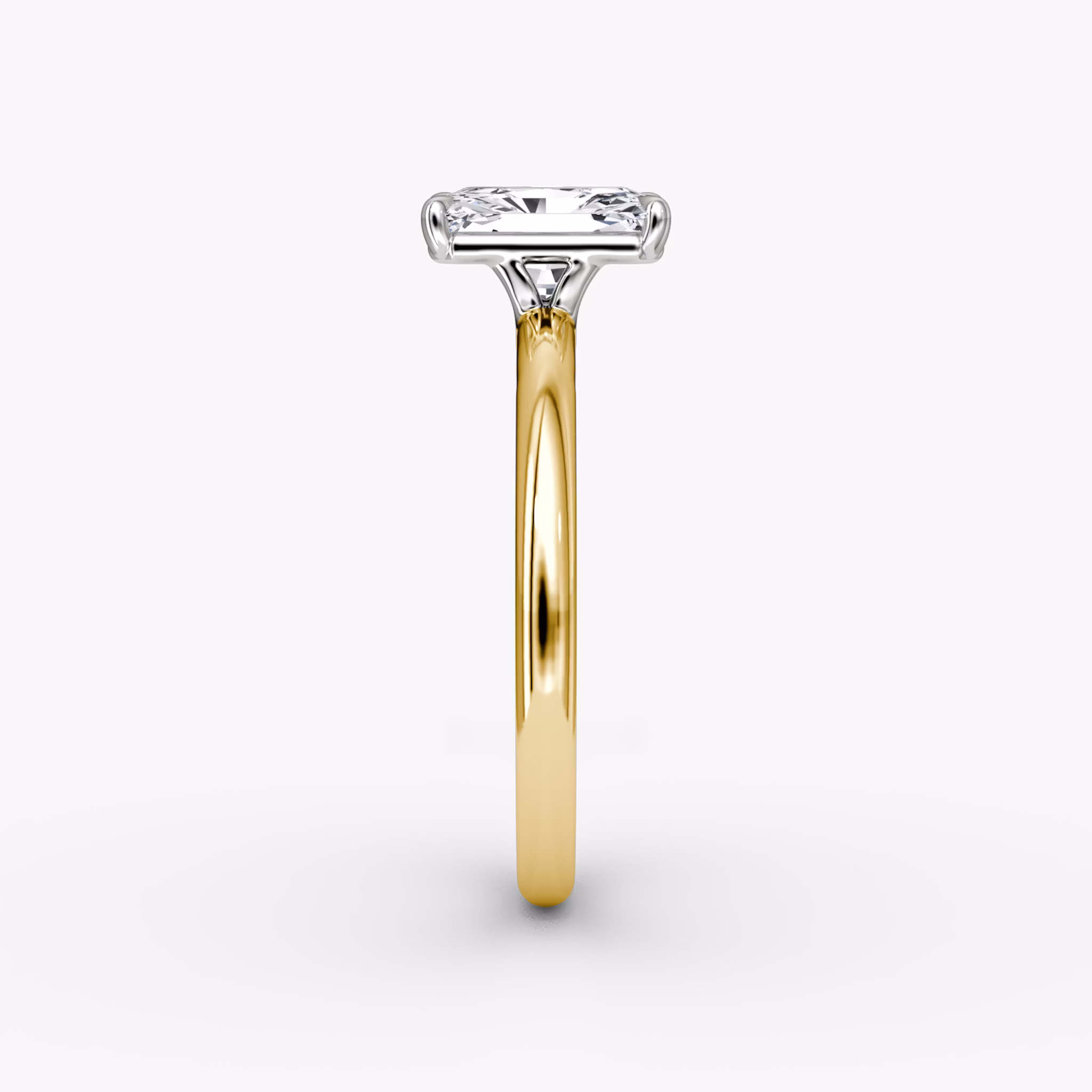 The Signature | Radiant | 18k | Yellow Gold and Platinum | bandAccent: Plain | bandWidth: large | hiddenHalo: no | diamondOrientation: vertical | caratWeight: other
